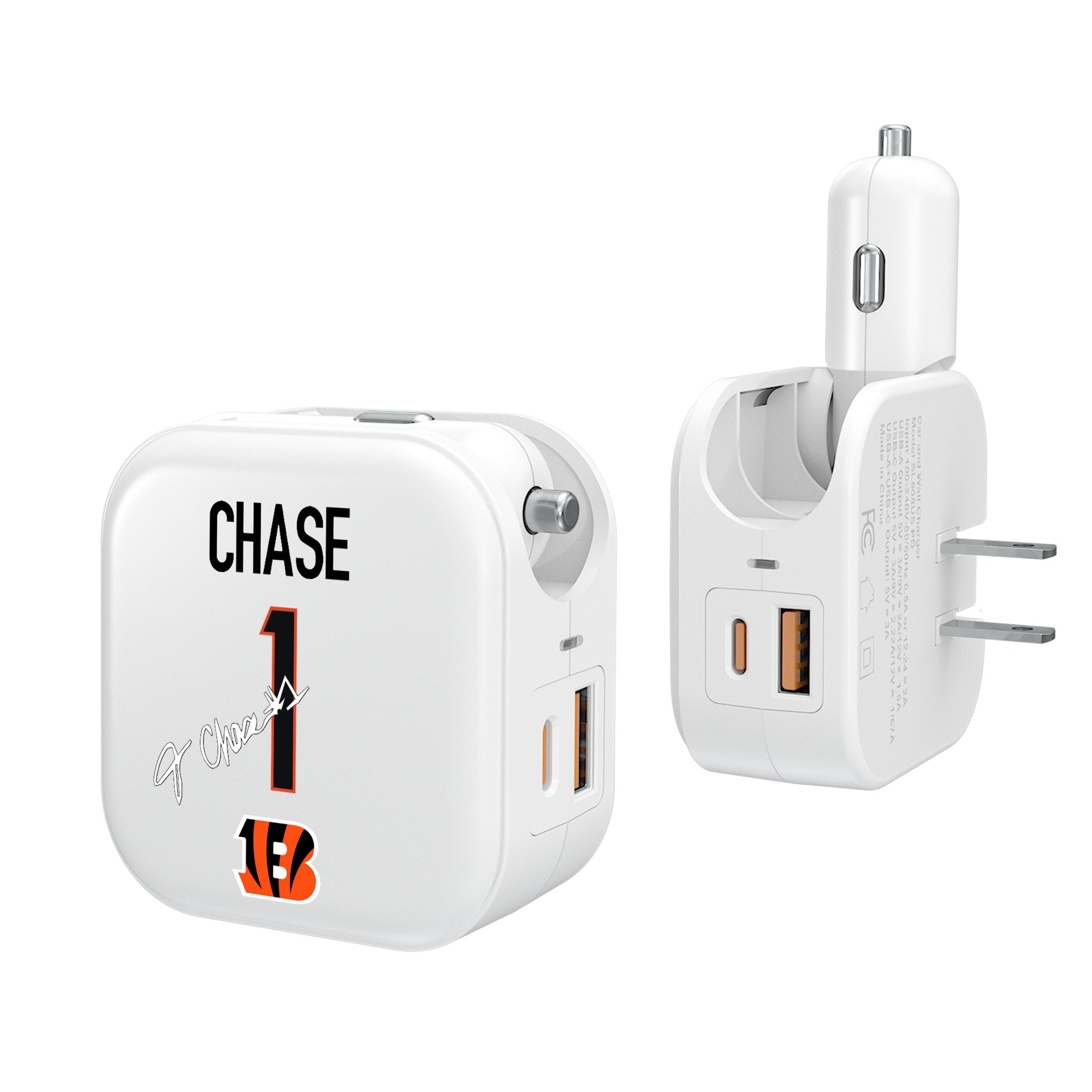 Ja'Marr Chase Cincinnati Bengals 1 Ready 2 in 1 USB Charger - Sports Gifts, Sports Memorabilia, Sports Collectibles, Fan Shop