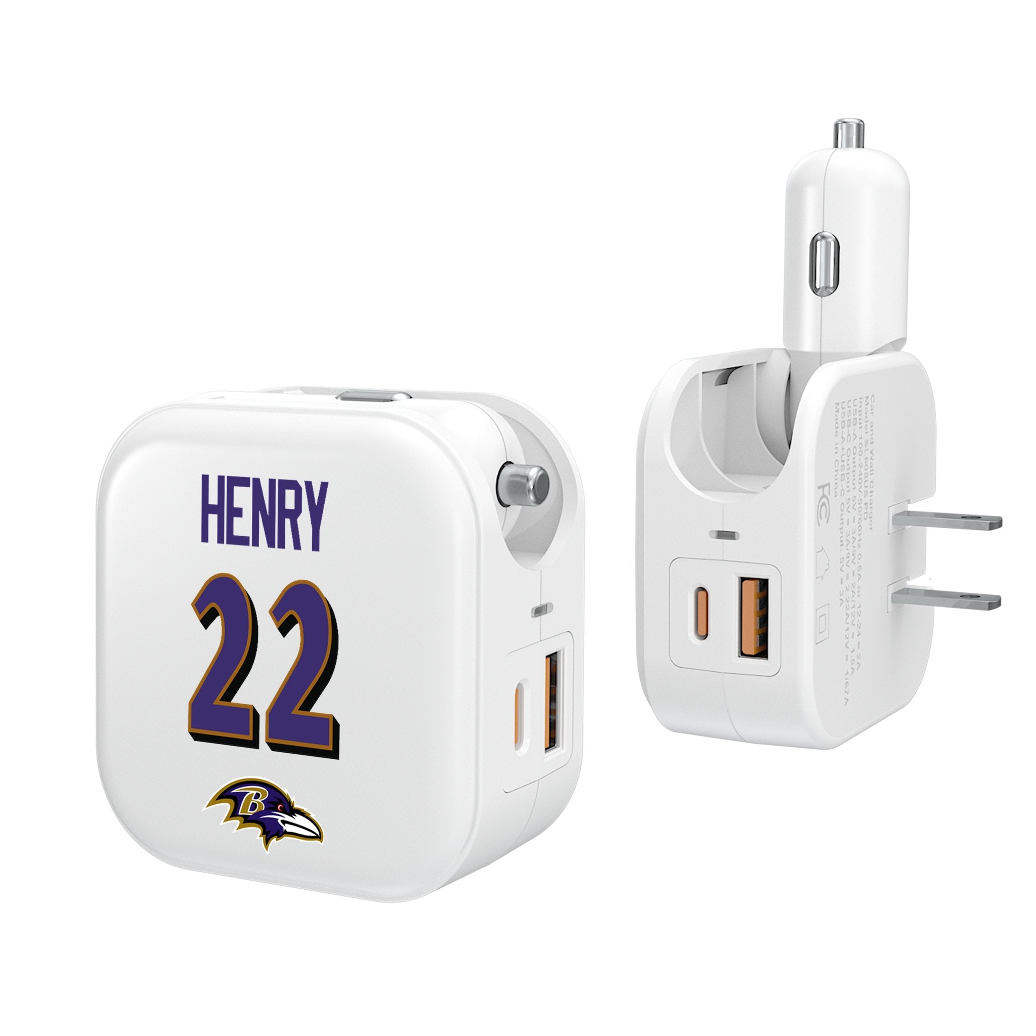 Derrick Henry Baltimore Ravens 22 Ready 2 in 1 USB Charger - Sports Gifts, Sports Memorabilia, Sports Collectibles, Fan Shop