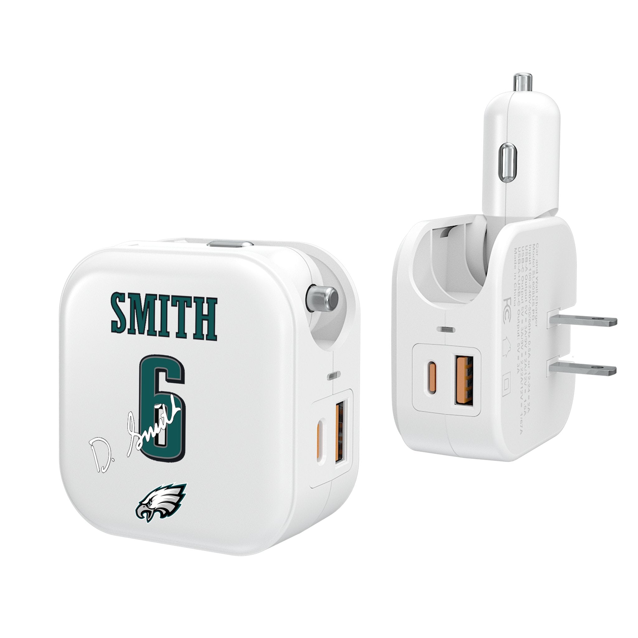 DeVonta Smith Philadelphia Eagles 6 Ready 2 in 1 USB Charger - Sports Gifts, Sports Memorabilia, Sports Collectibles, Fan Shop