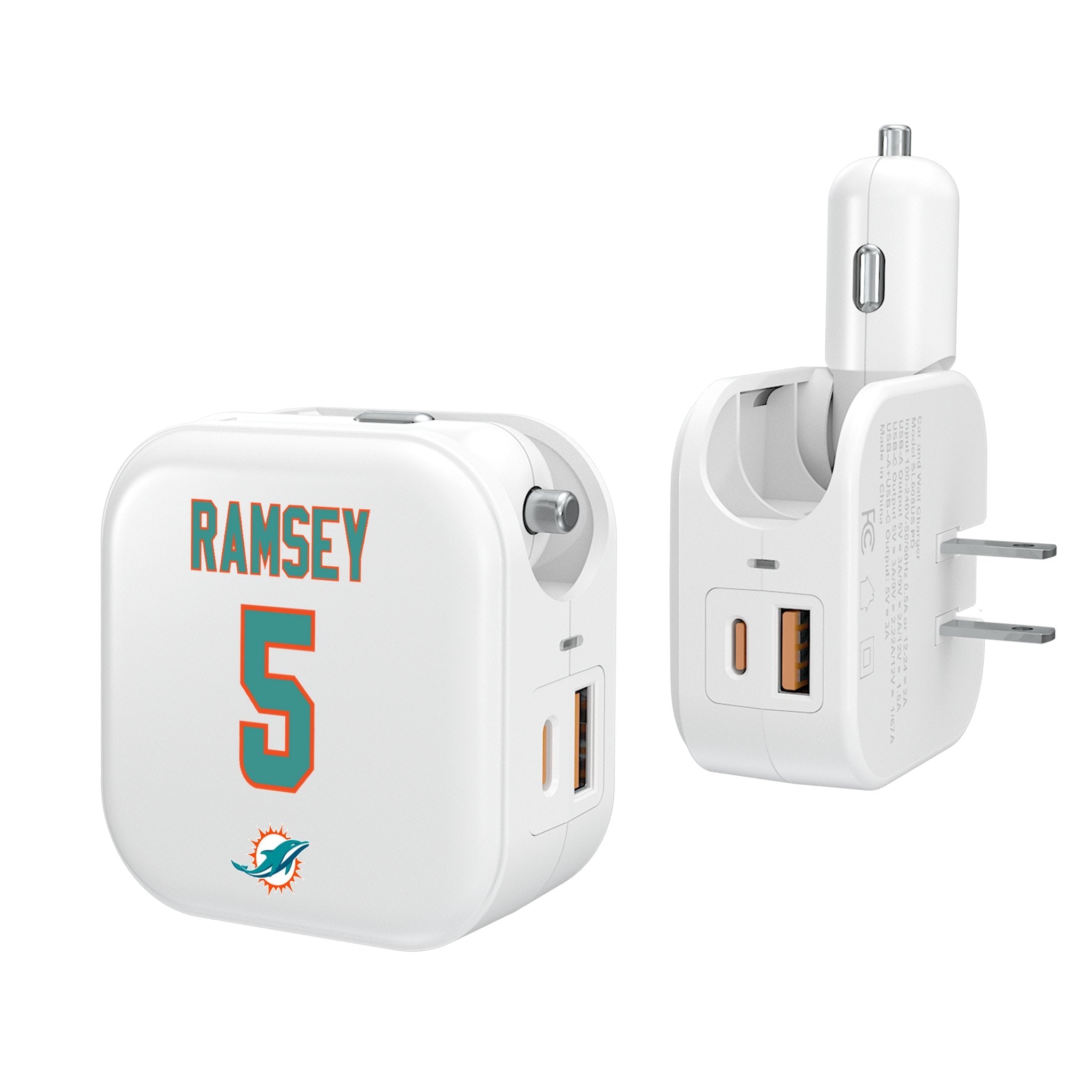 Jalen Ramsey Miami Dolphins 5 Ready 2 in 1 USB Charger - Sports Gifts, Sports Memorabilia, Sports Collectibles, Fan Shop