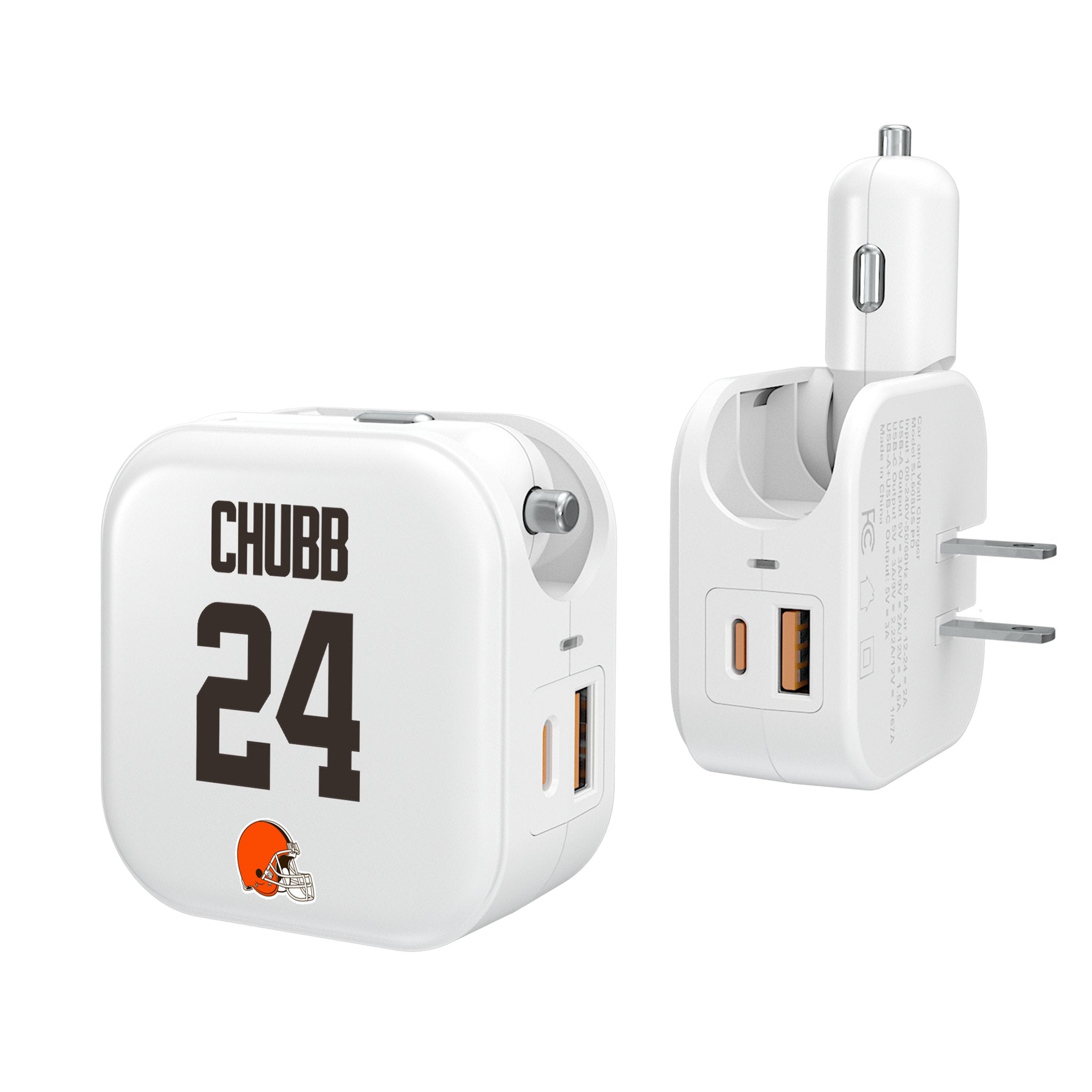 Nick Chubb Cleveland Browns 24 Ready 2 in 1 USB Charger - Sports Gifts, Sports Memorabilia, Sports Collectibles, Fan Shop