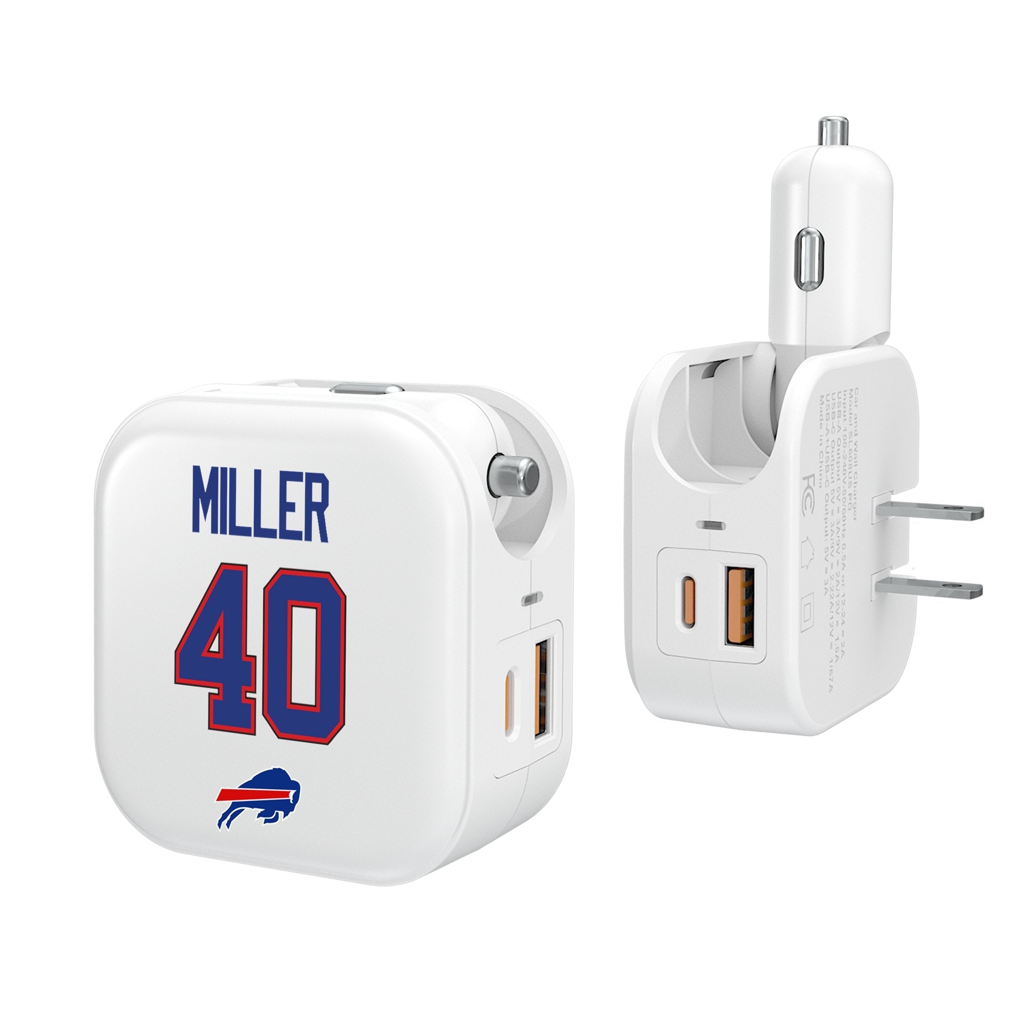 Von Miller Buffalo Bills 40 Ready 2 in 1 USB Charger - Sports Gifts, Sports Memorabilia, Sports Collectibles, Fan Shop
