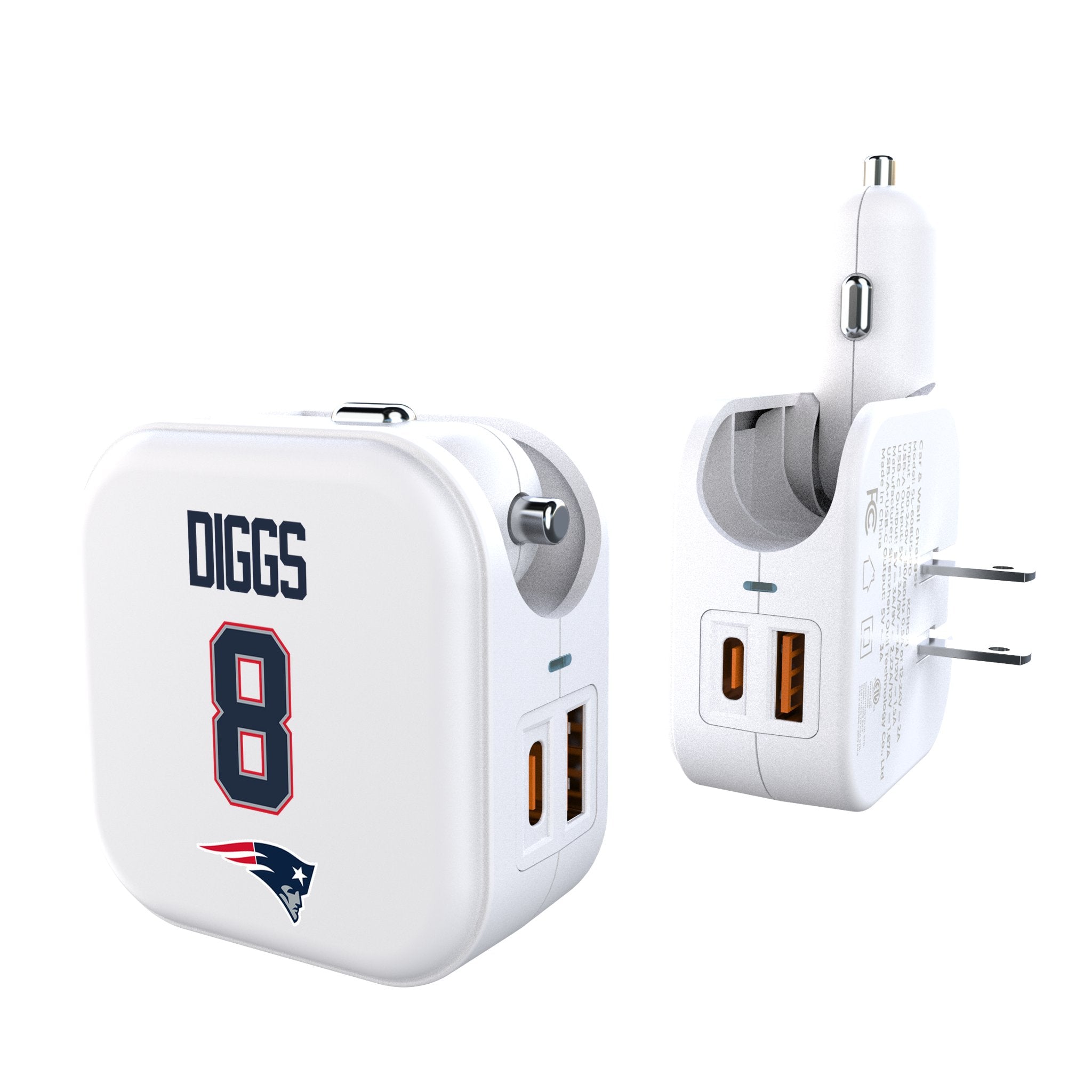 Stefon Diggs New England Patriots 8 Game Tactic 2 in 1 USB Charger - Sports Gifts, Sports Memorabilia, Sports Collectibles, Fan Shop