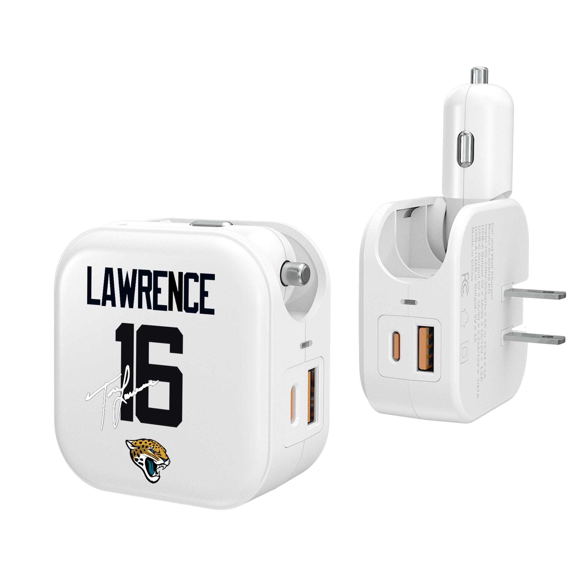 Trevor Lawrence Jacksonville Jaguars 16 Ready 2 in 1 USB Charger - Sports Gifts, Sports Memorabilia, Sports Collectibles, Fan Shop