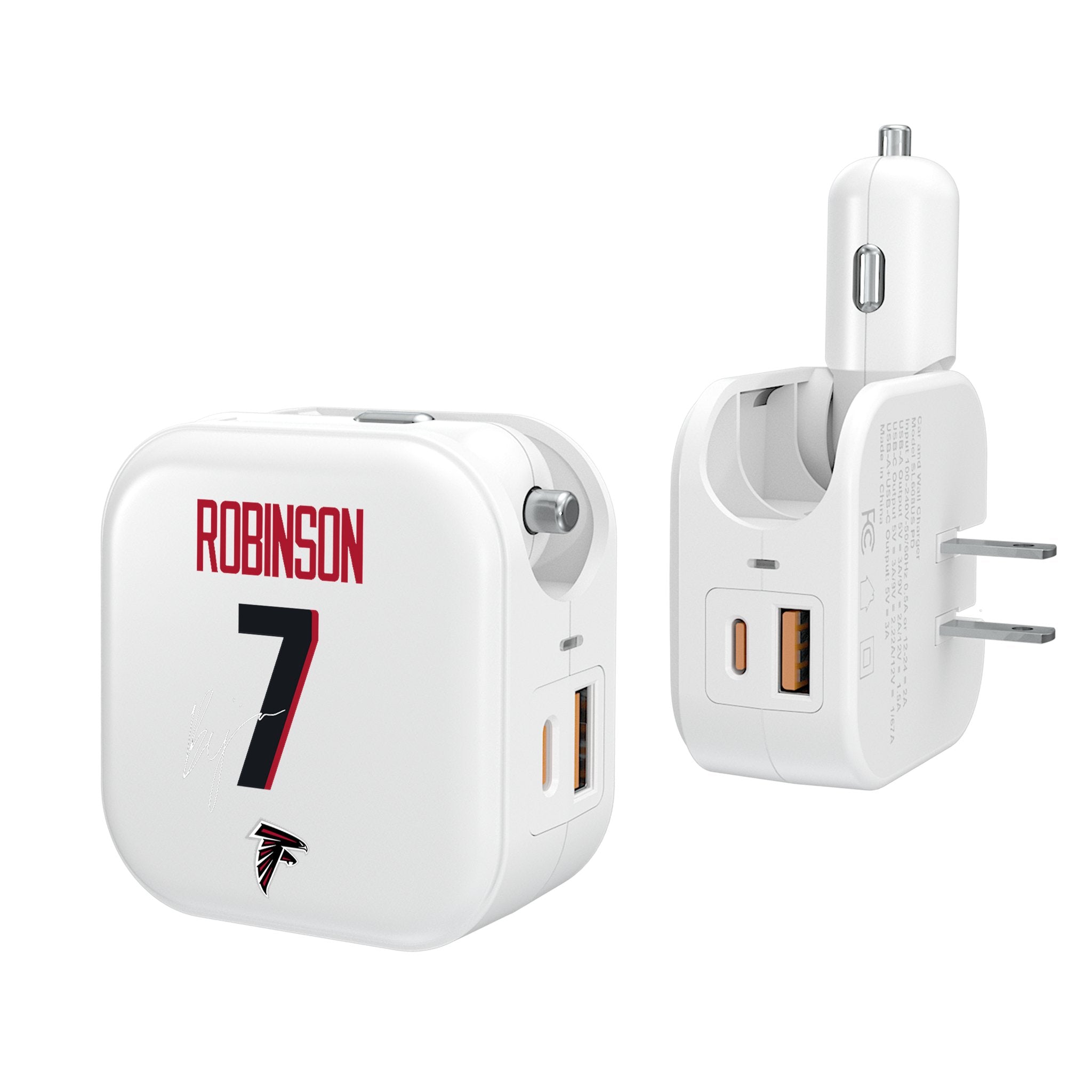 Bijan Robinson Atlanta Falcons 7 Ready 2 in 1 USB Charger - Sports Gifts, Sports Memorabilia, Sports Collectibles, Fan Shop