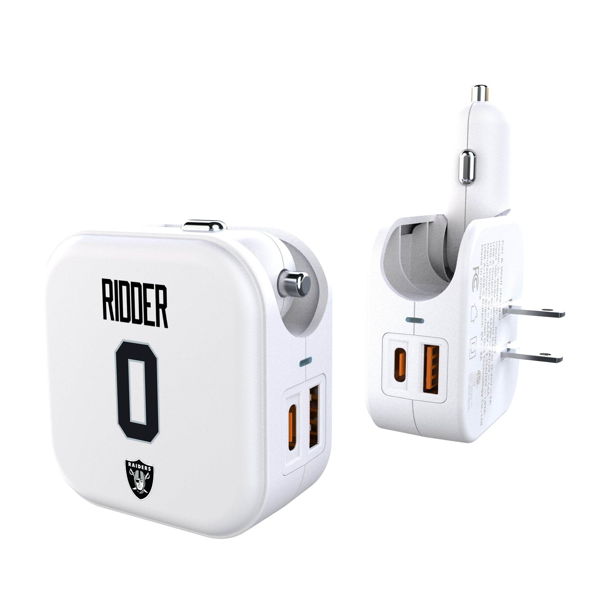 Desmond Ridder Las Vegas Raiders 0 Game Tactic 2 in 1 USB Charger - Sports Gifts, Sports Memorabilia, Sports Collectibles, Fan Shop