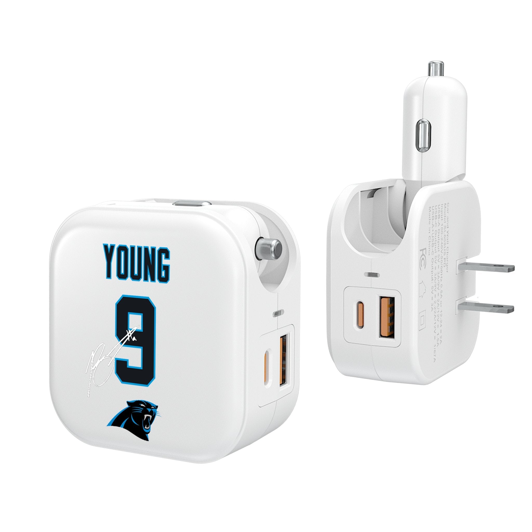 Bryce Young Carolina Panthers 9 Ready 2 in 1 USB Charger - Sports Gifts, Sports Memorabilia, Sports Collectibles, Fan Shop