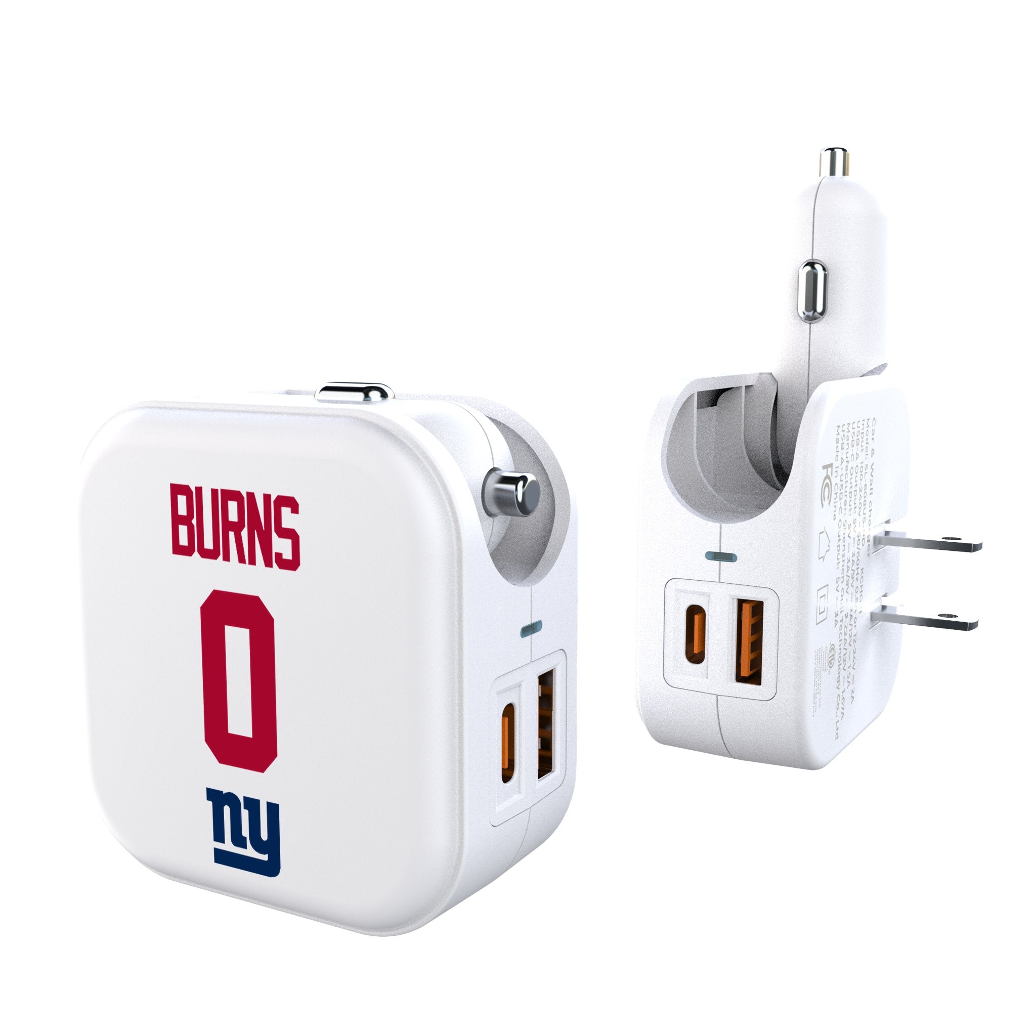 Brian Burns New York Giants 0 Game Tactic 2 in 1 USB Charger - Sports Gifts, Sports Memorabilia, Sports Collectibles, Fan Shop