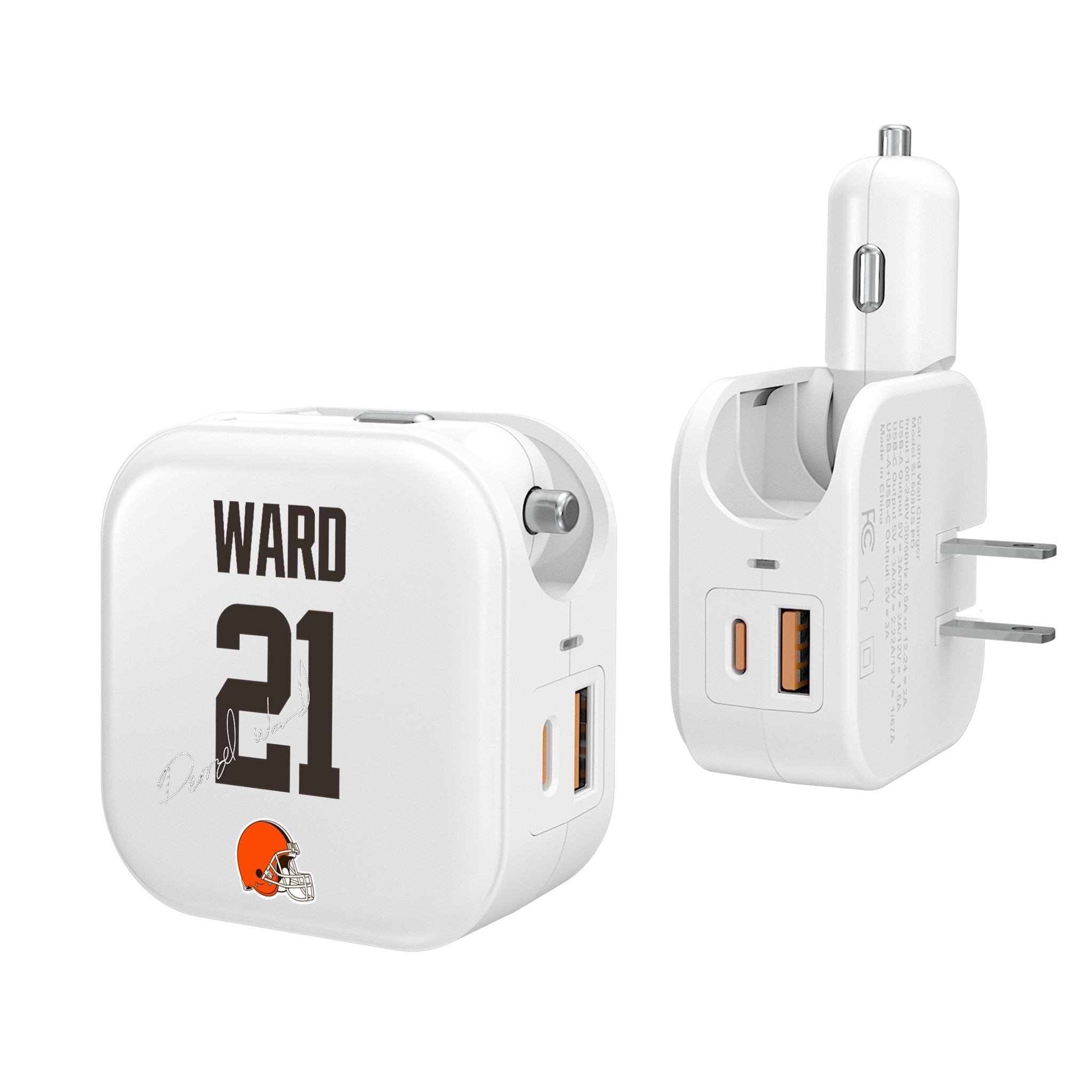 Denzel Ward Cleveland Browns 21 Ready 2 in 1 USB Charger - Sports Gifts, Sports Memorabilia, Sports Collectibles, Fan Shop
