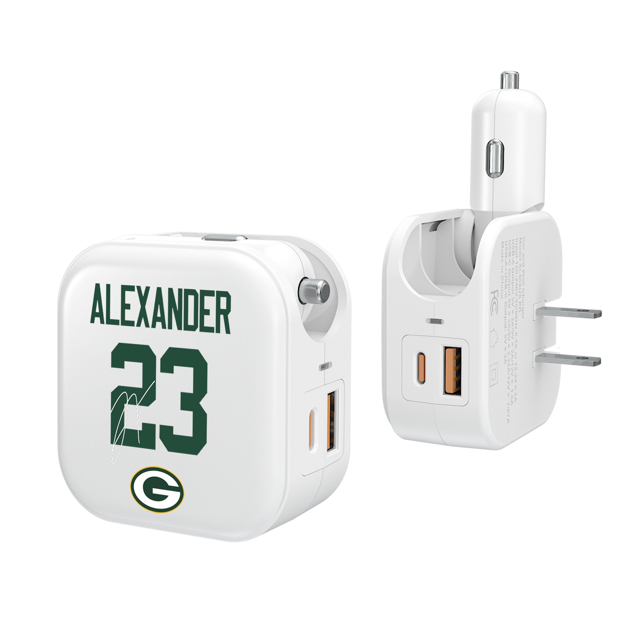 Jaire Alexander Green Bay Packers 23 Ready 2 in 1 USB Charger - Sports Gifts, Sports Memorabilia, Sports Collectibles, Fan Shop
