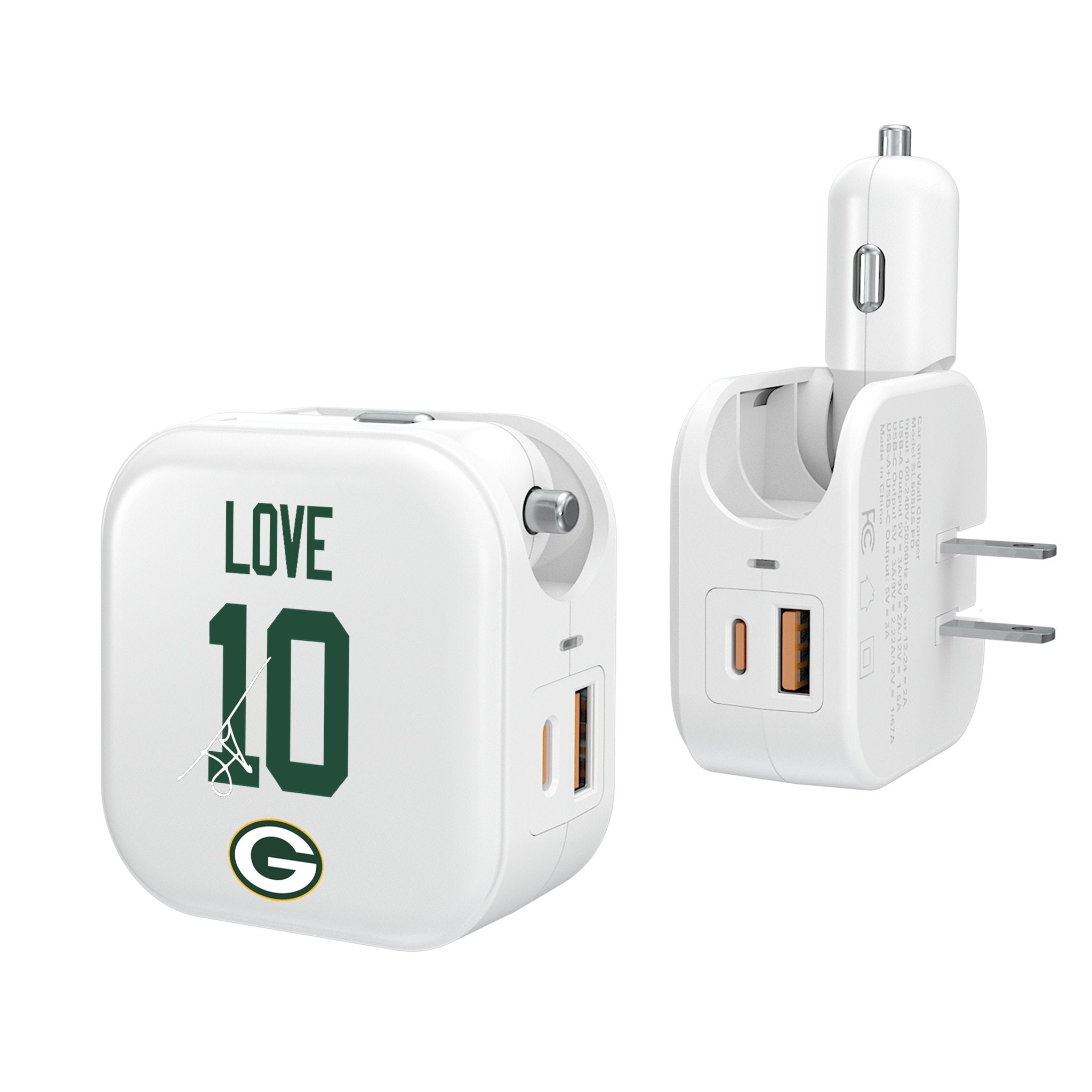 Jordan Love Green Bay Packers 10 Ready 2 in 1 USB Charger - Sports Gifts, Sports Memorabilia, Sports Collectibles, Fan Shop