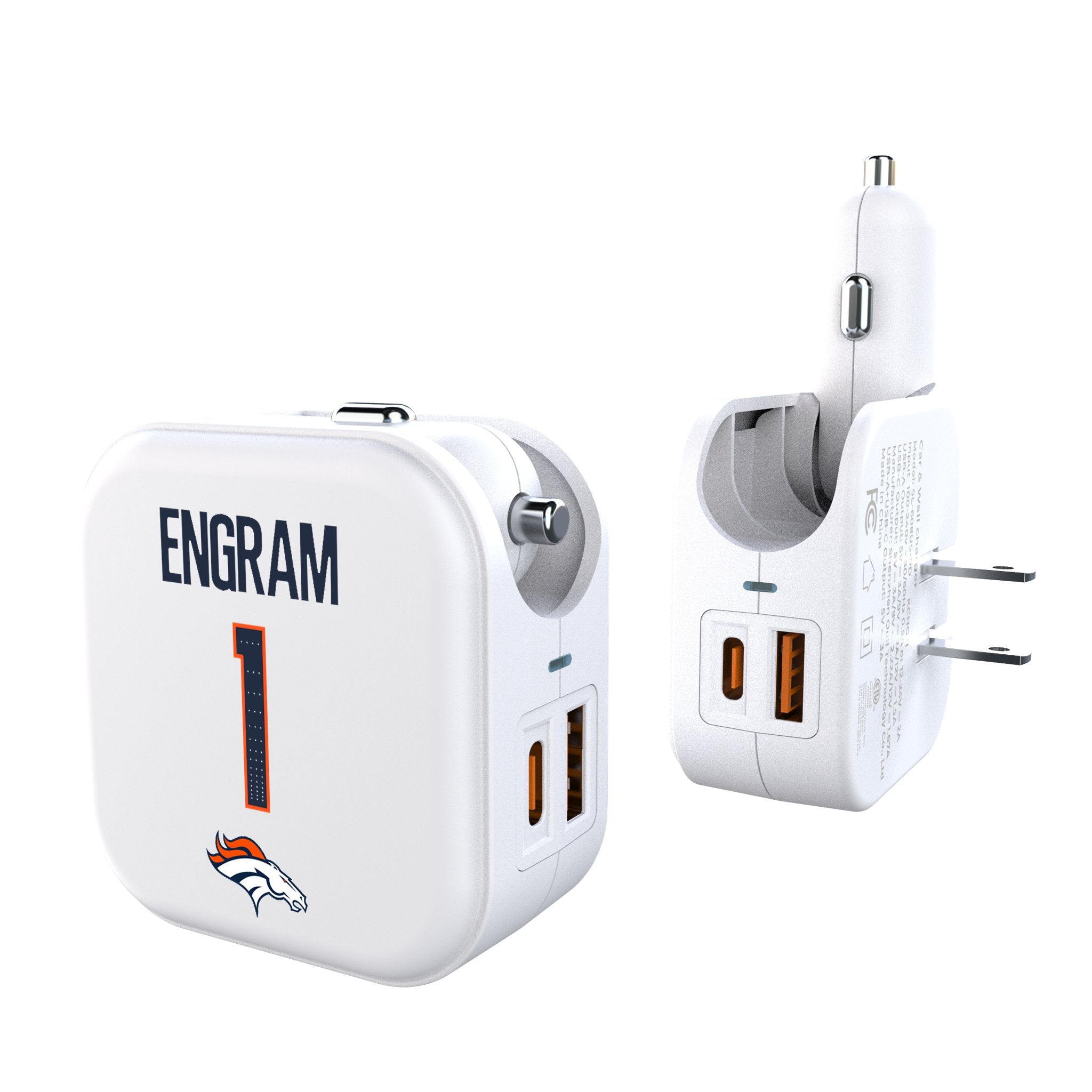 Evan Engram Denver Broncos 1 Game Tactic 2 in 1 USB Charger - Sports Gifts, Sports Memorabilia, Sports Collectibles, Fan Shop