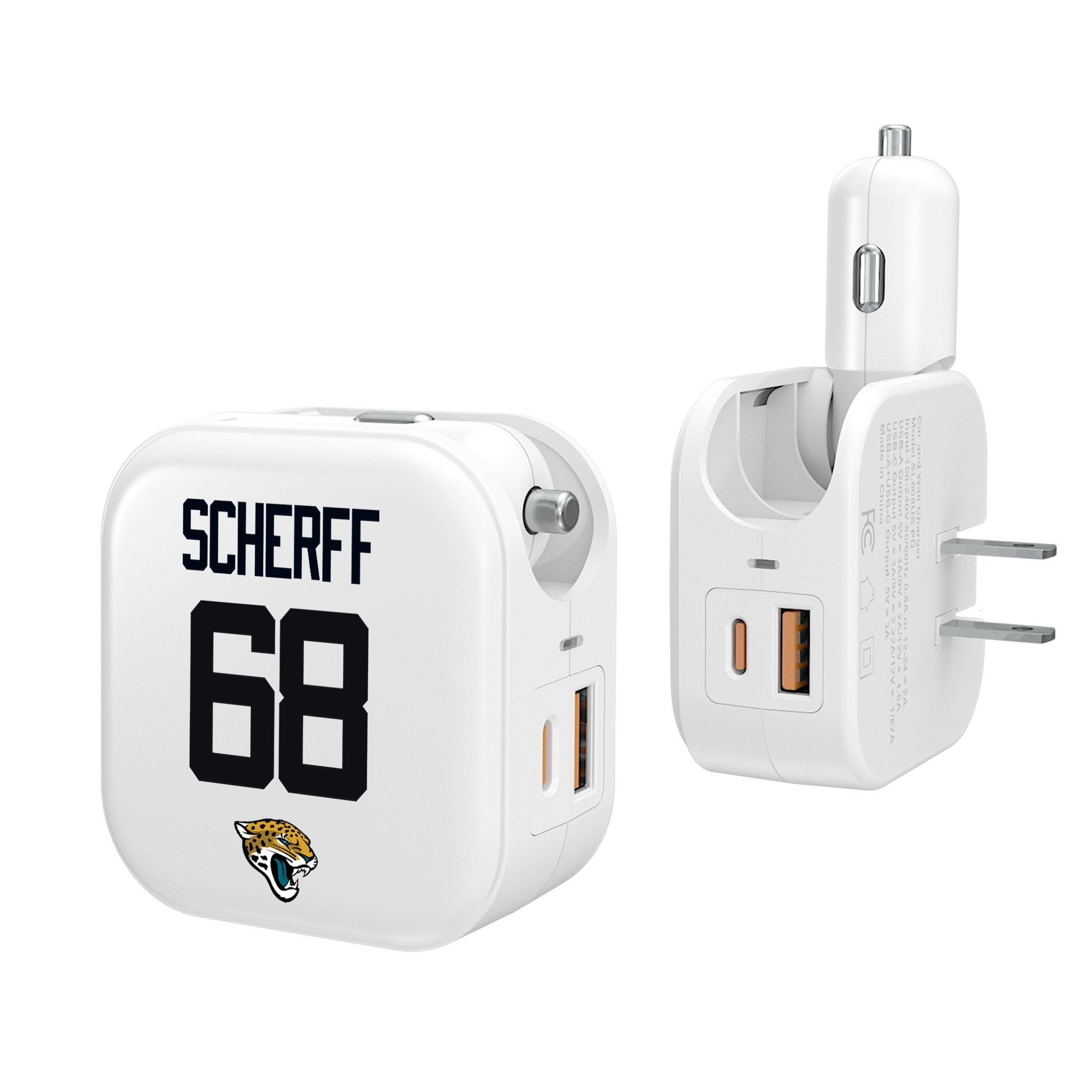 Brandon Scherff Jacksonville Jaguars 68 Ready 2 in 1 USB Charger - Sports Gifts, Sports Memorabilia, Sports Collectibles, Fan Shop
