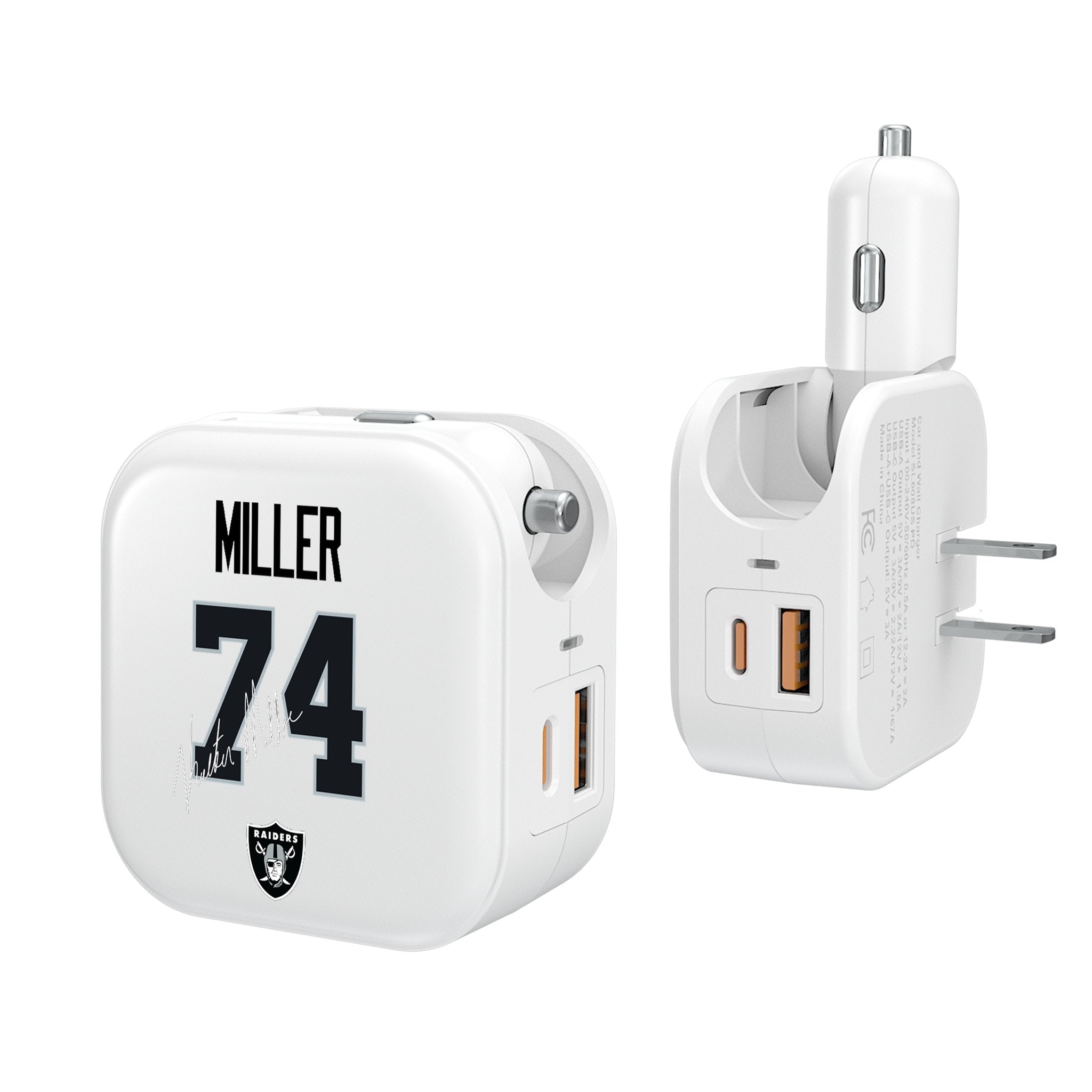 Kolton Miller Las Vegas Raiders 74 Ready 2 in 1 USB Charger - Sports Gifts, Sports Memorabilia, Sports Collectibles, Fan Shop