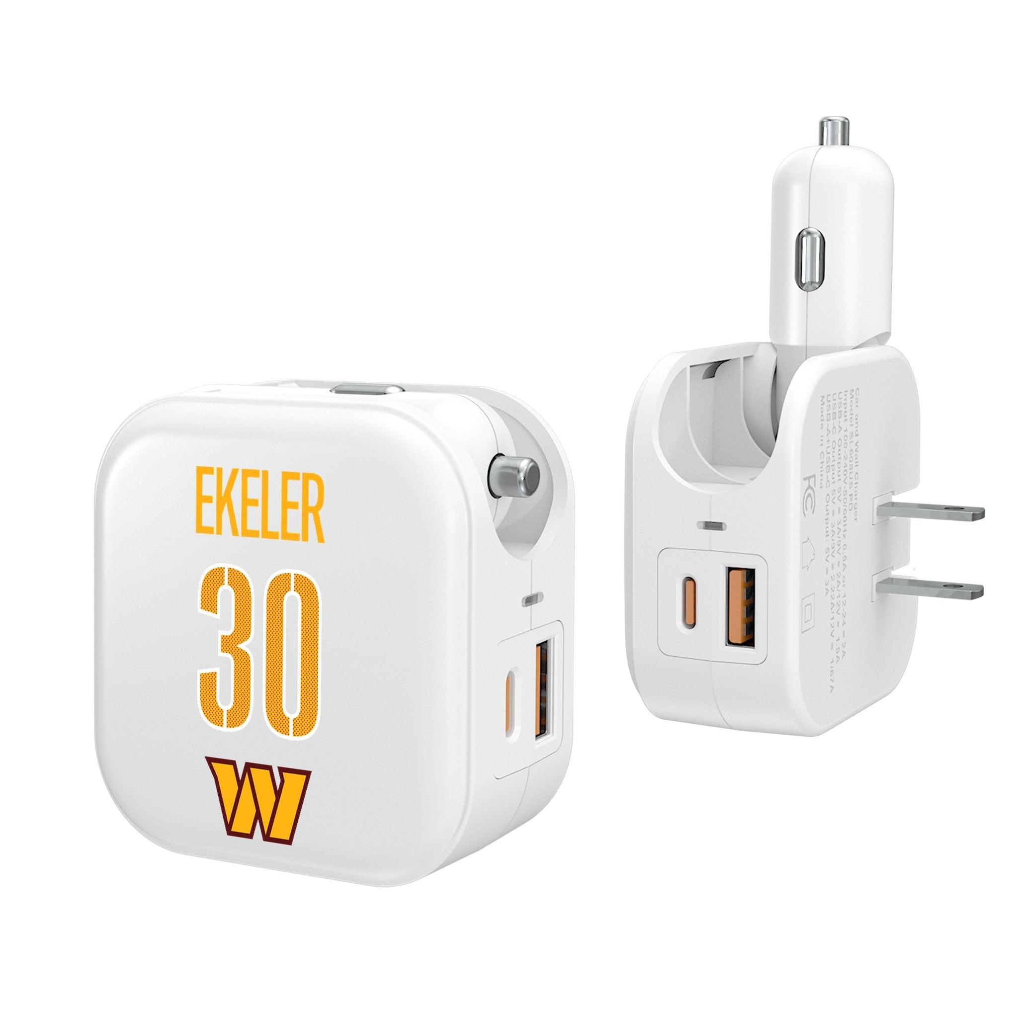 Austin Ekeler Washington Commanders 30 Ready 2 in 1 USB Charger - Sports Gifts, Sports Memorabilia, Sports Collectibles, Fan Shop