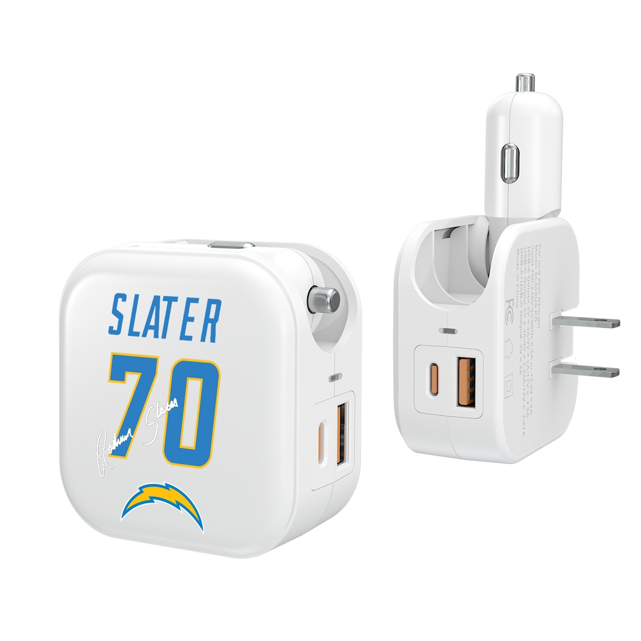 RaShawn Slater Los Angeles Chargers 70 Ready 2 in 1 USB Charger - Sports Gifts, Sports Memorabilia, Sports Collectibles, Fan Shop
