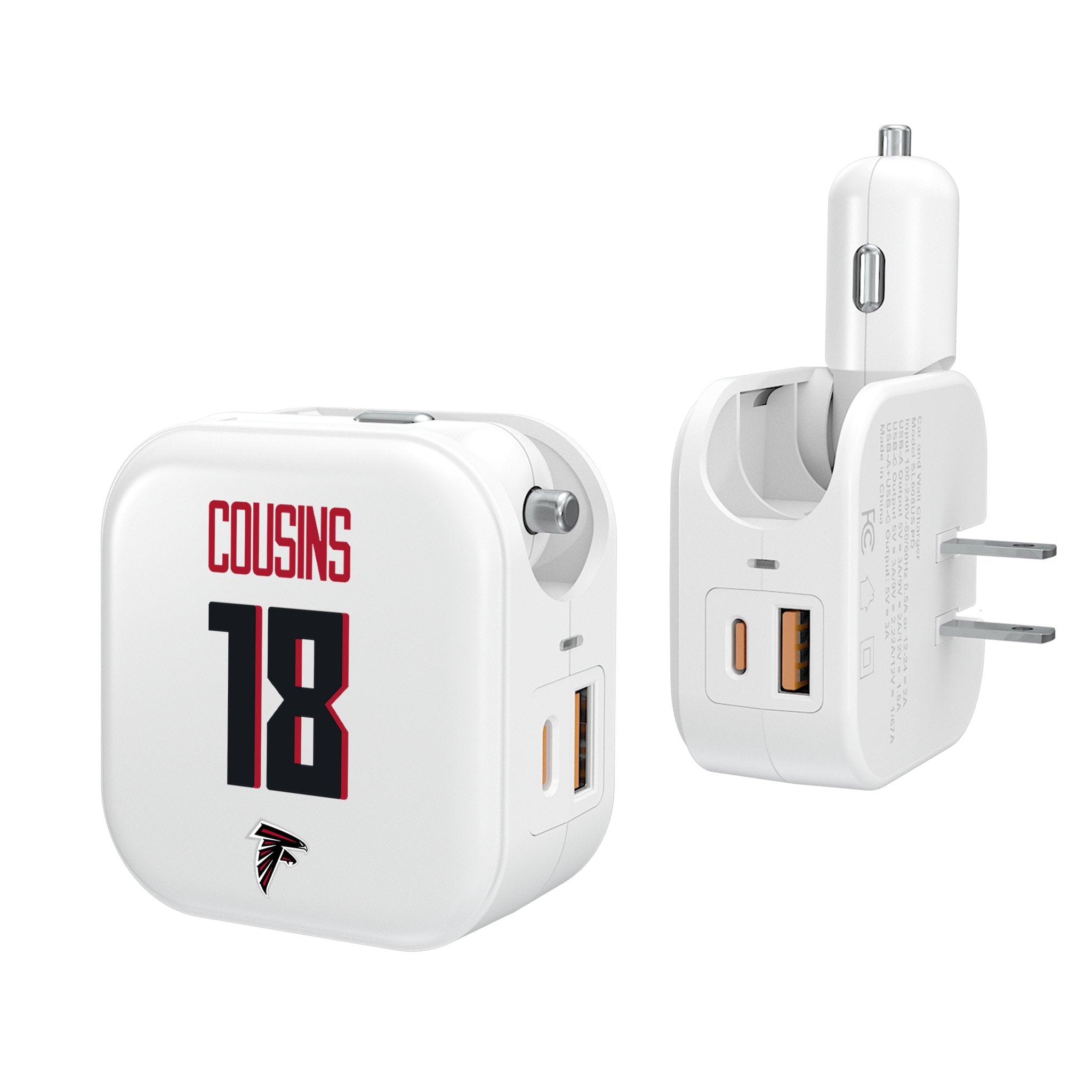 Kirk Cousins Atlanta Falcons 18 Ready 2 in 1 USB Charger - Sports Gifts, Sports Memorabilia, Sports Collectibles, Fan Shop