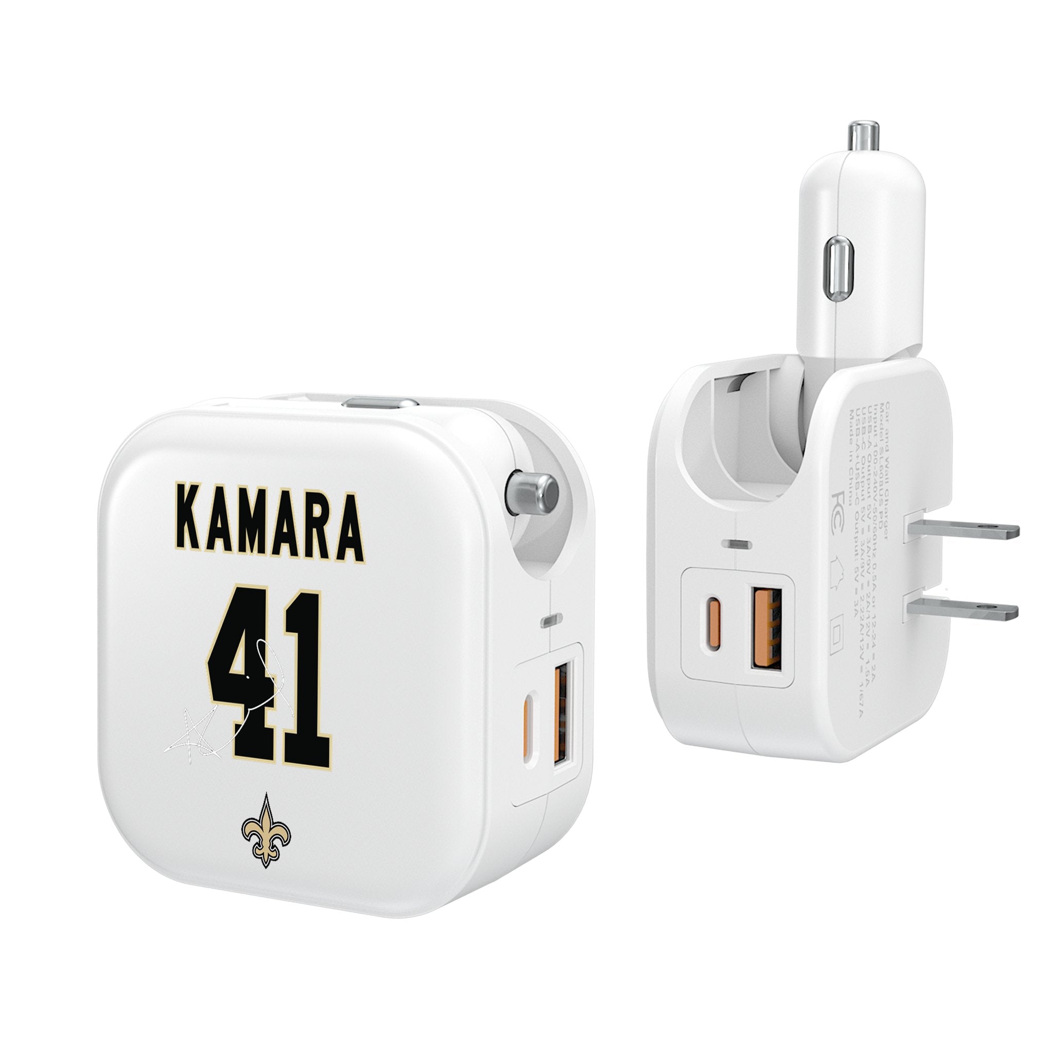 Alvin Kamara New Orleans Saints 41 Ready 2 in 1 USB Charger - Sports Gifts, Sports Memorabilia, Sports Collectibles, Fan Shop
