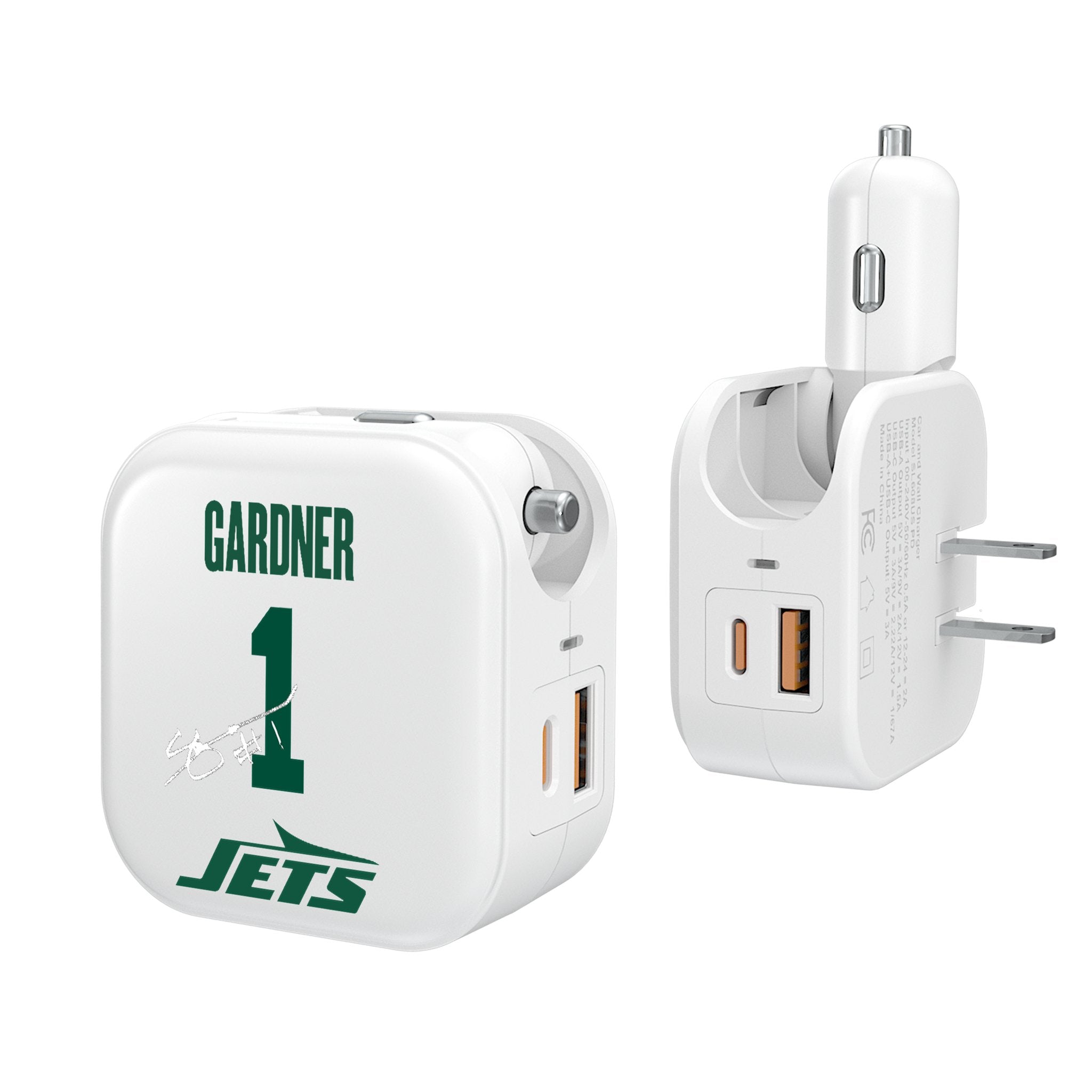 Sauce Gardner New York Jets 1 Ready 2 in 1 USB Charger - Sports Gifts, Sports Memorabilia, Sports Collectibles, Fan Shop
