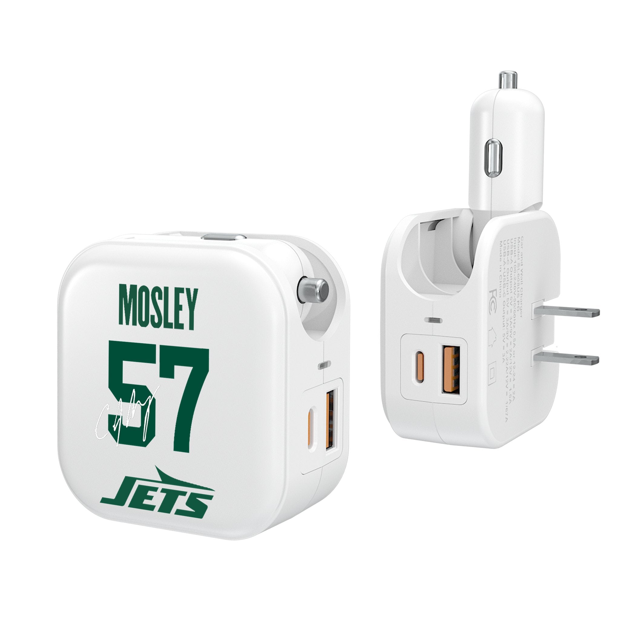 C.J. Mosley New York Jets 57 Ready 2 in 1 USB Charger - Sports Gifts, Sports Memorabilia, Sports Collectibles, Fan Shop