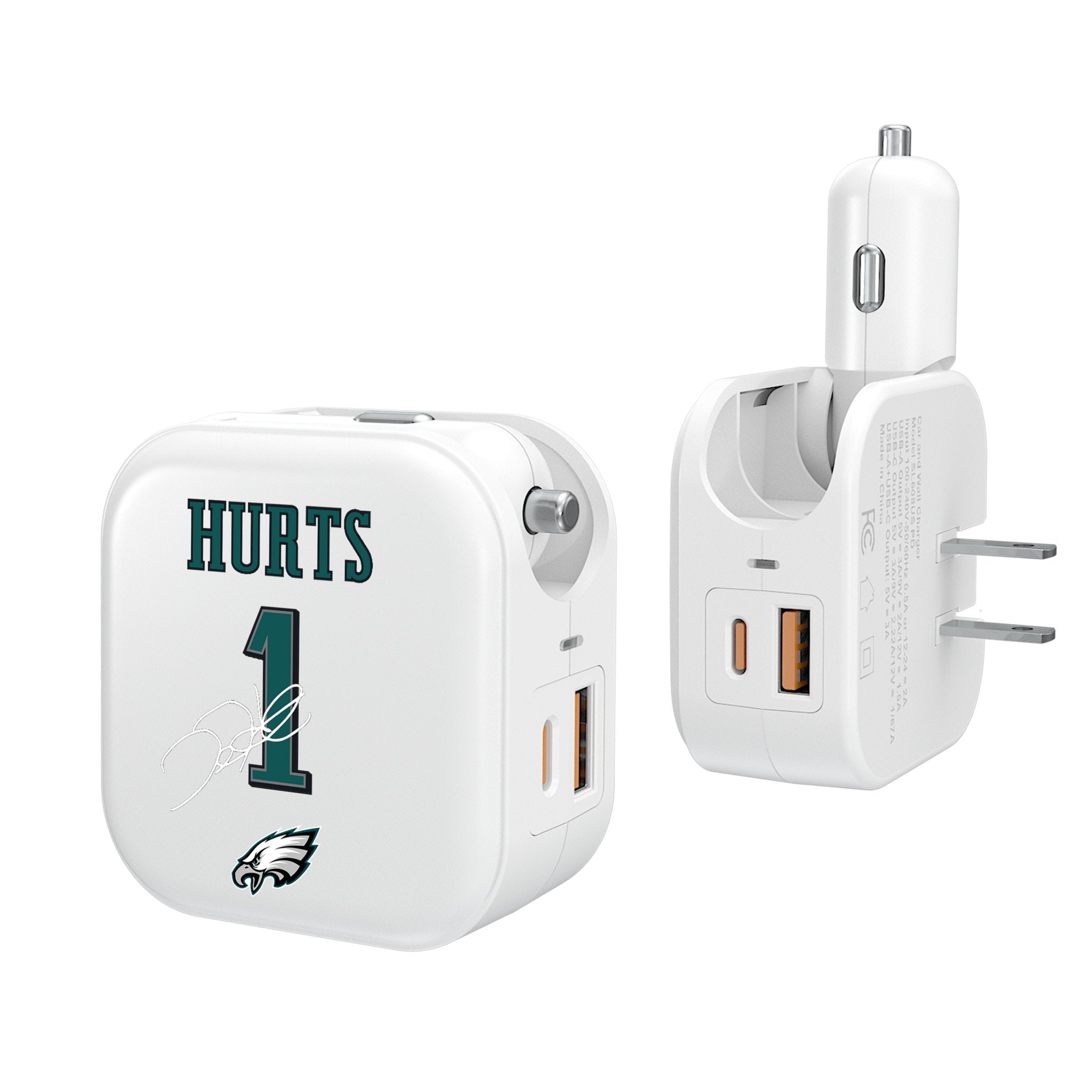 Jalen Hurts Philadelphia Eagles 1 Ready 2 in 1 USB Charger - Sports Gifts, Sports Memorabilia, Sports Collectibles, Fan Shop