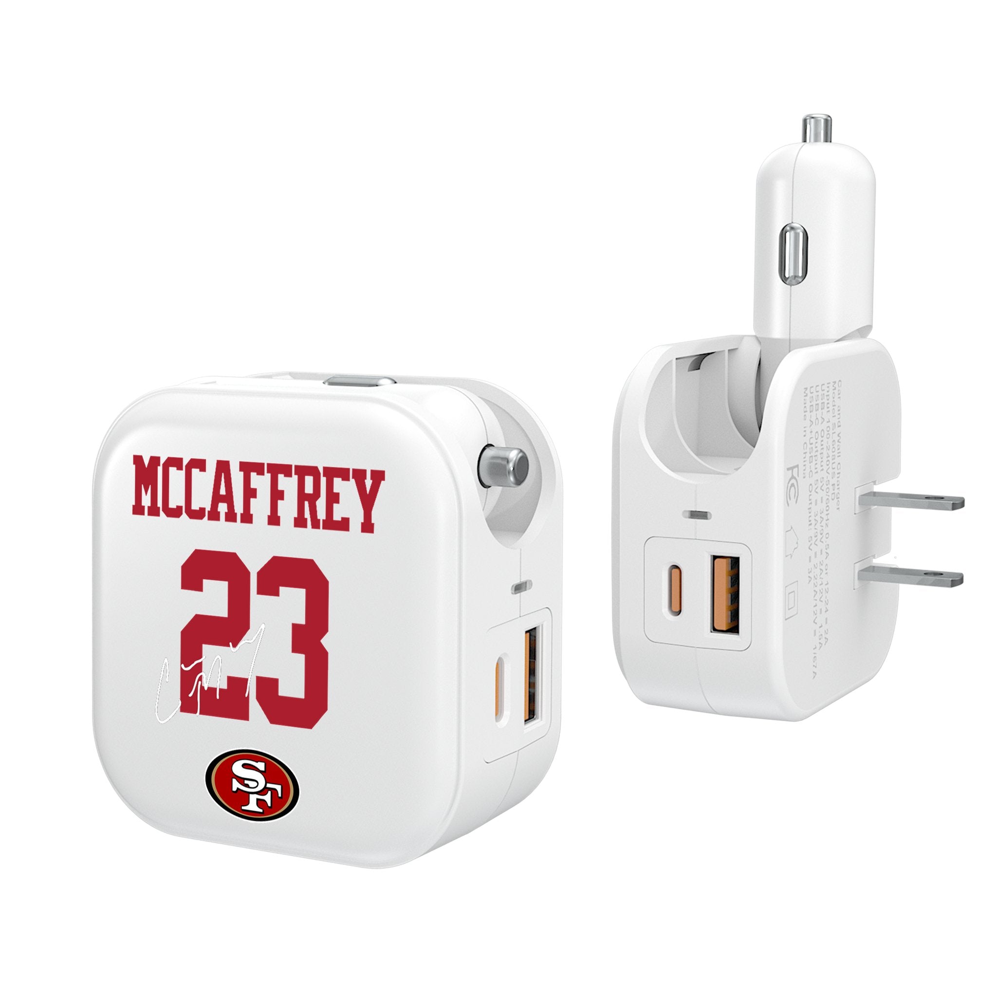 Christian McCaffrey San Francisco 49ers 23 Ready 2 in 1 USB Charger - Sports Gifts, Sports Memorabilia, Sports Collectibles, Fan Shop