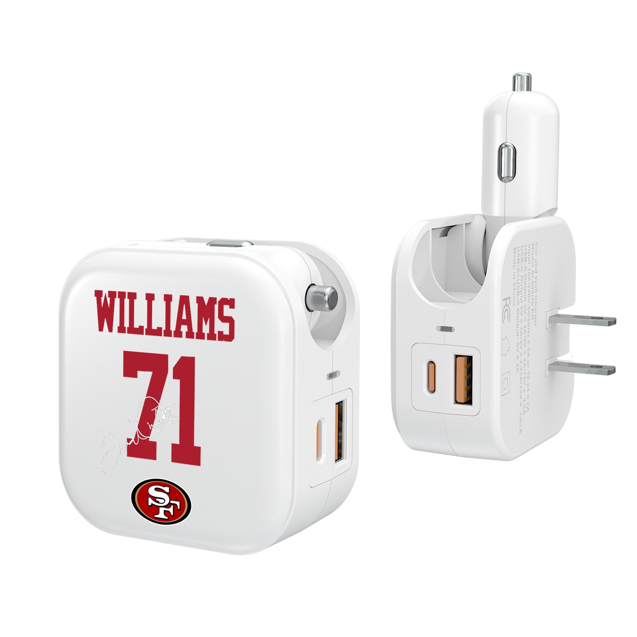 Trent Williams San Francisco 49ers 71 Ready 2 in 1 USB Charger - Sports Gifts, Sports Memorabilia, Sports Collectibles, Fan Shop