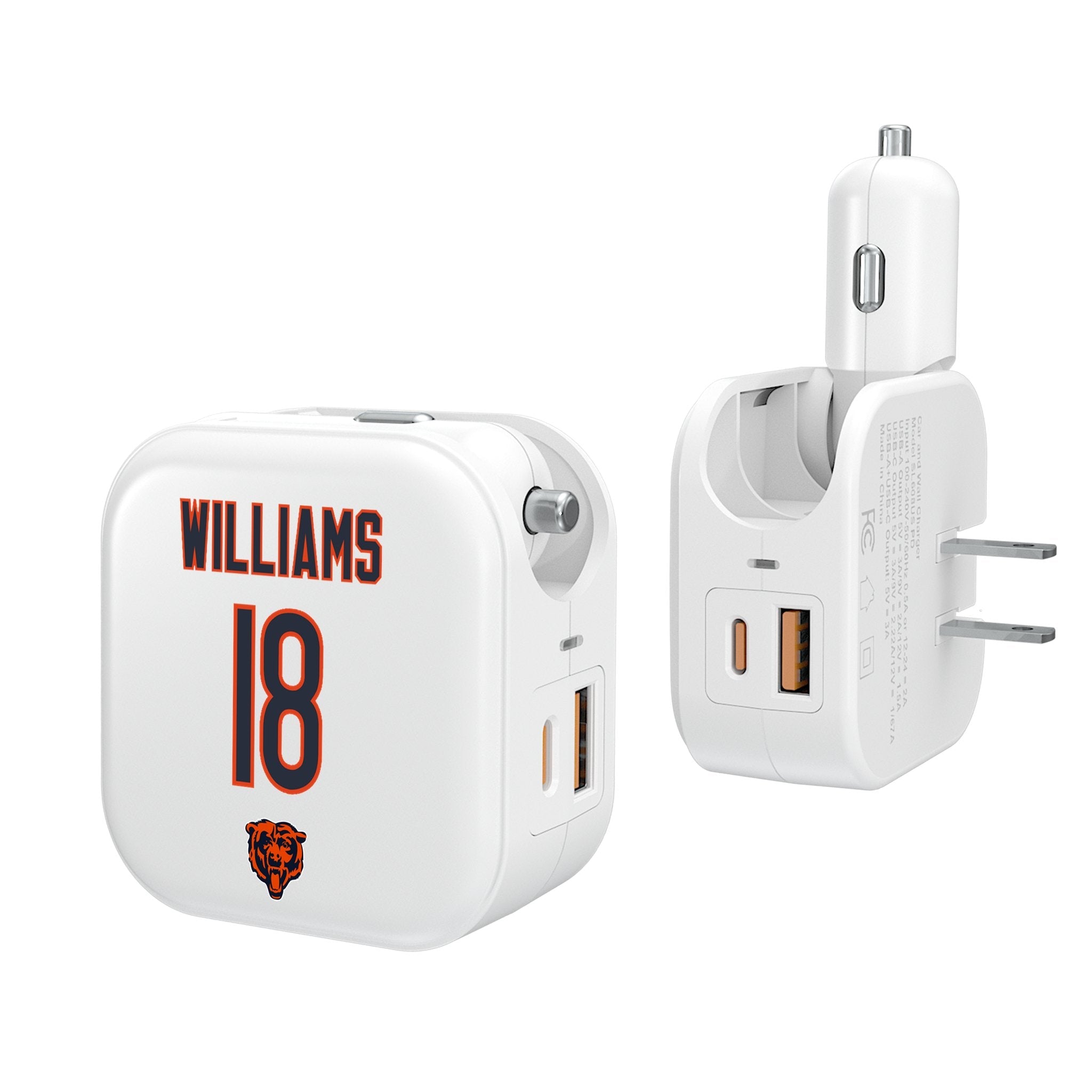 Caleb Williams Chicago Bears 18 Ready 2 in 1 USB Charger - Sports Gifts, Sports Memorabilia, Sports Collectibles, Fan Shop
