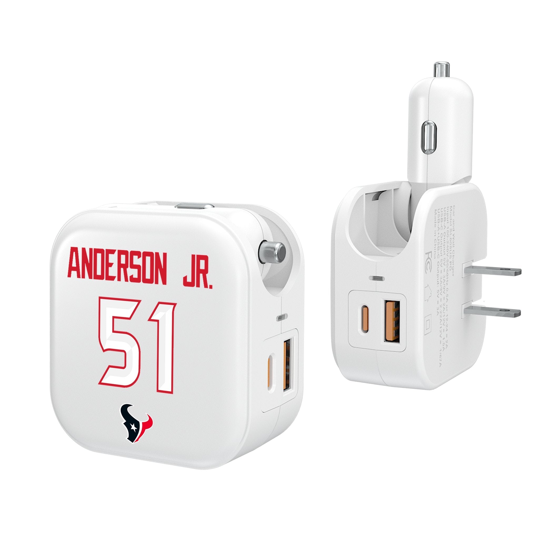 Will Anderson Jr. Houston Texans 51 Ready 2 in 1 USB Charger - Sports Gifts, Sports Memorabilia, Sports Collectibles, Fan Shop