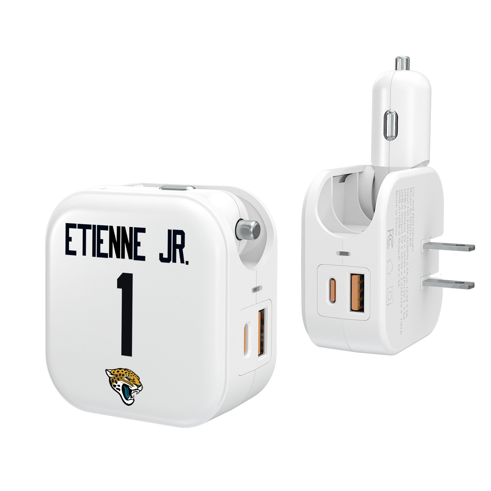 Travis Etienne Jr. Jacksonville Jaguars 1 Ready 2 in 1 USB Charger - Sports Gifts, Sports Memorabilia, Sports Collectibles, Fan Shop