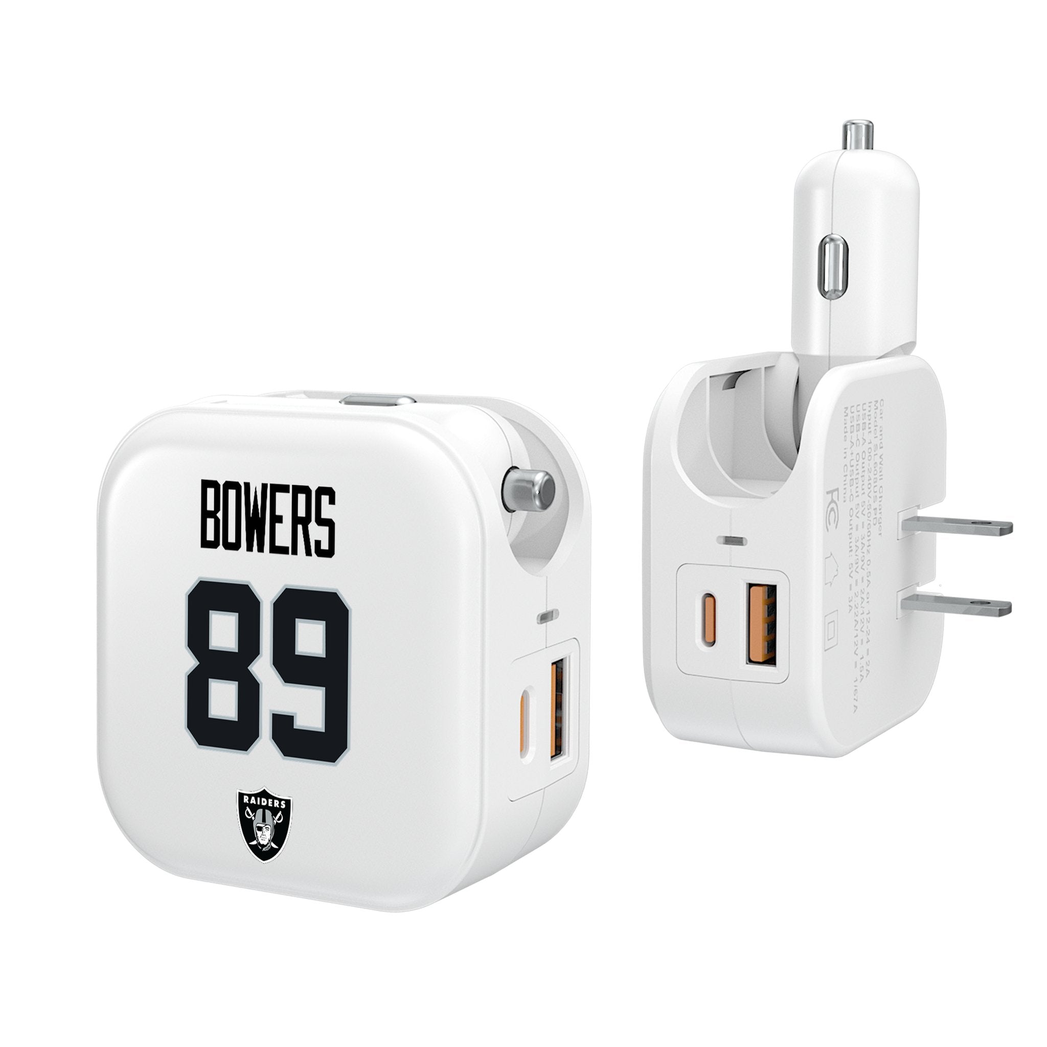 Brock Bowers Las Vegas Raiders 89 Ready 2 in 1 USB Charger - Sports Gifts, Sports Memorabilia, Sports Collectibles, Fan Shop