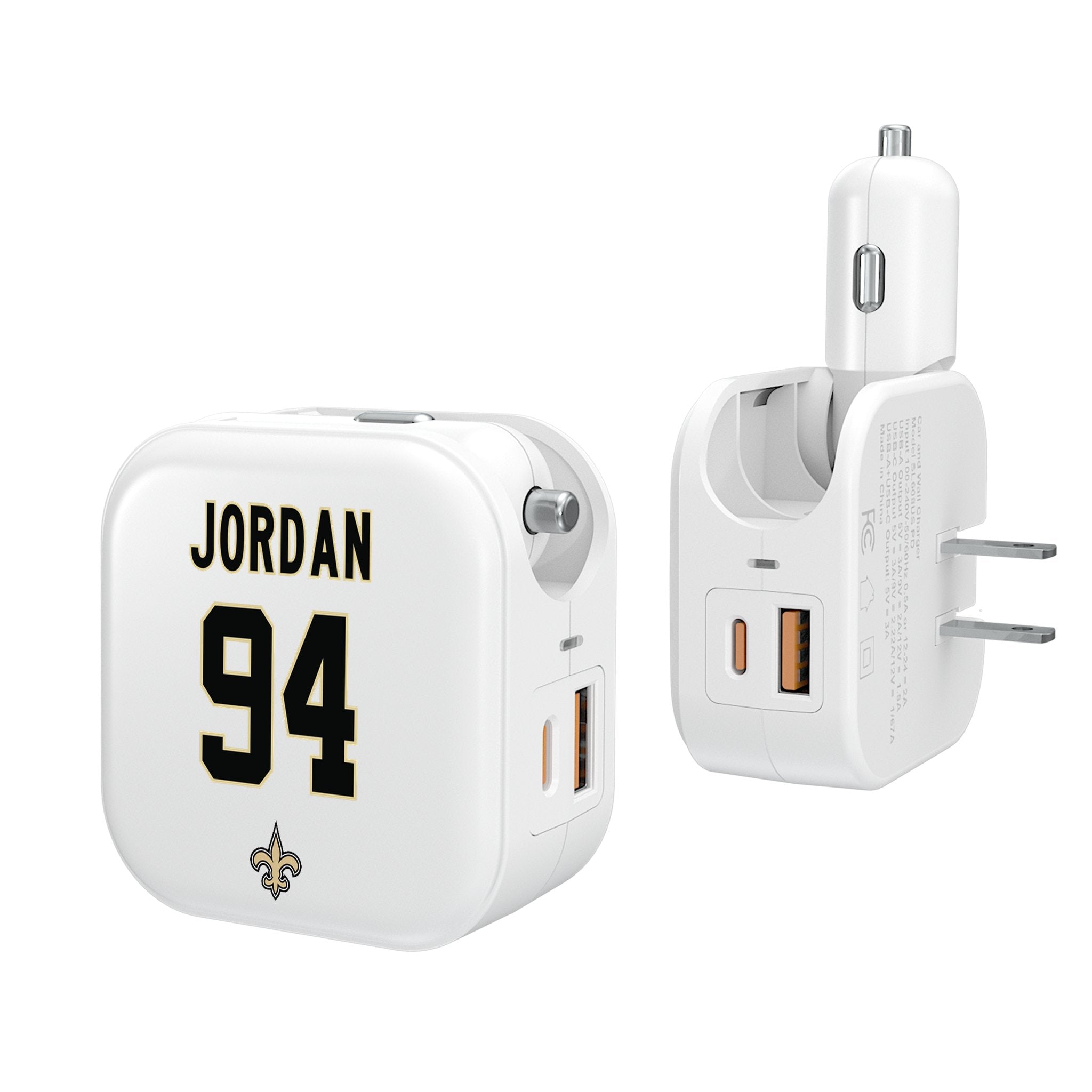 Cameron Jordan New Orleans Saints 94 Ready 2 in 1 USB Charger - Sports Gifts, Sports Memorabilia, Sports Collectibles, Fan Shop