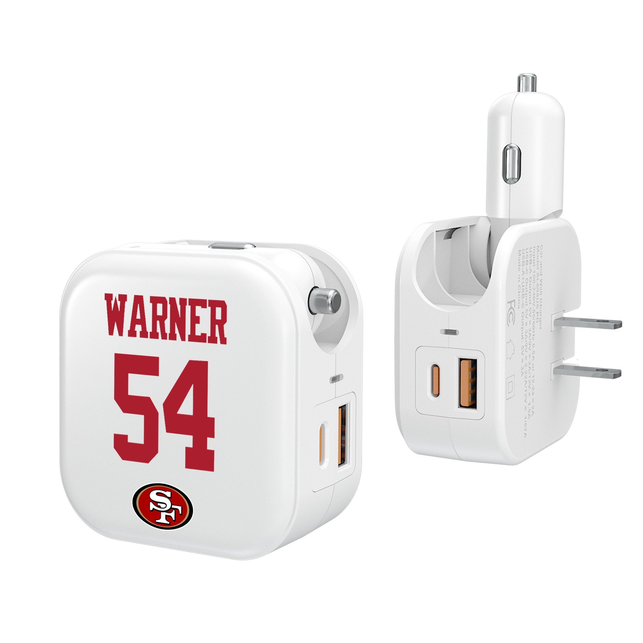 Fred Warner San Francisco 49ers 54 Ready 2 in 1 USB Charger - Sports Gifts, Sports Memorabilia, Sports Collectibles, Fan Shop