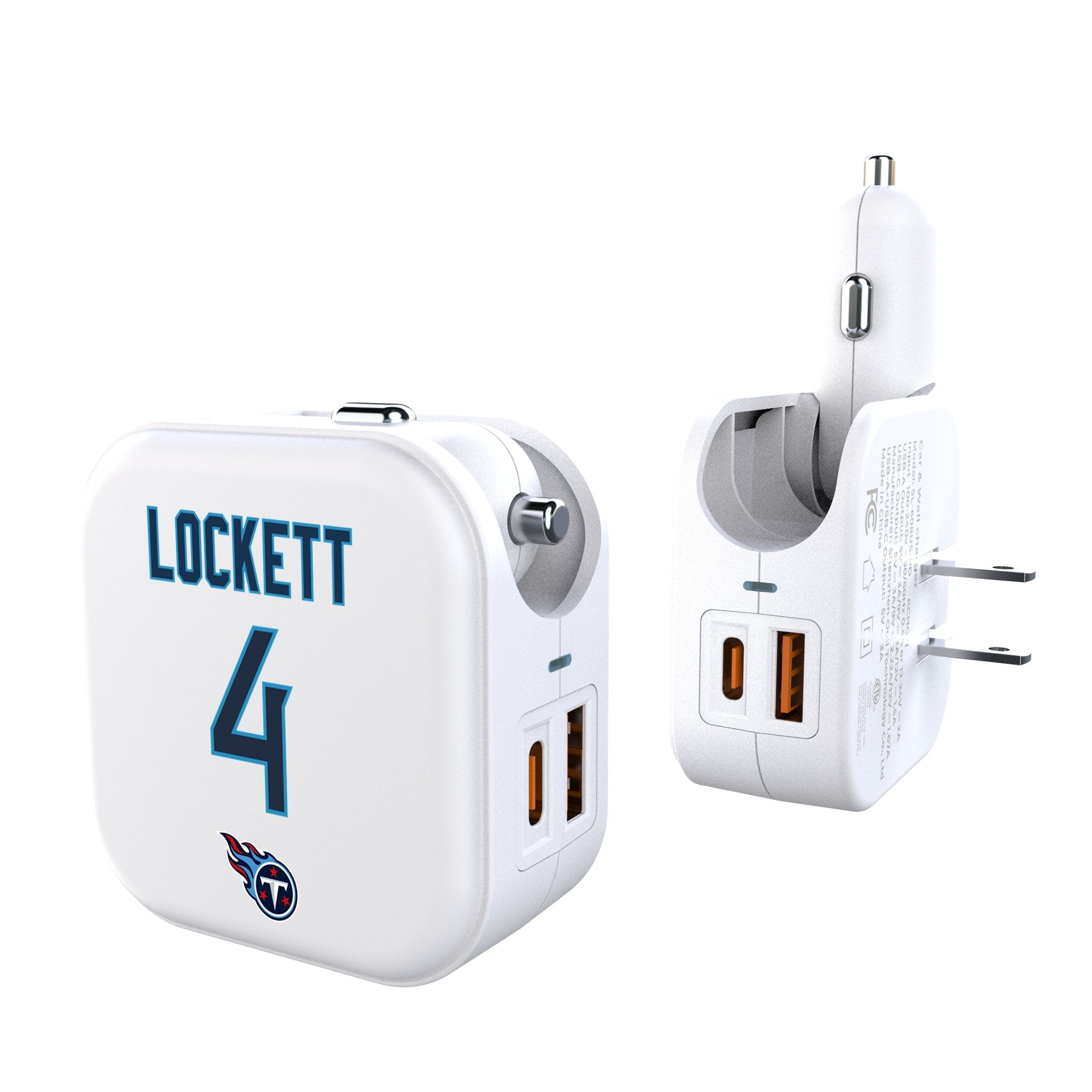 Tyler Lockett Tennessee Titans 4 Game Tactic 2 in 1 USB Charger - Sports Gifts, Sports Memorabilia, Sports Collectibles, Fan Shop