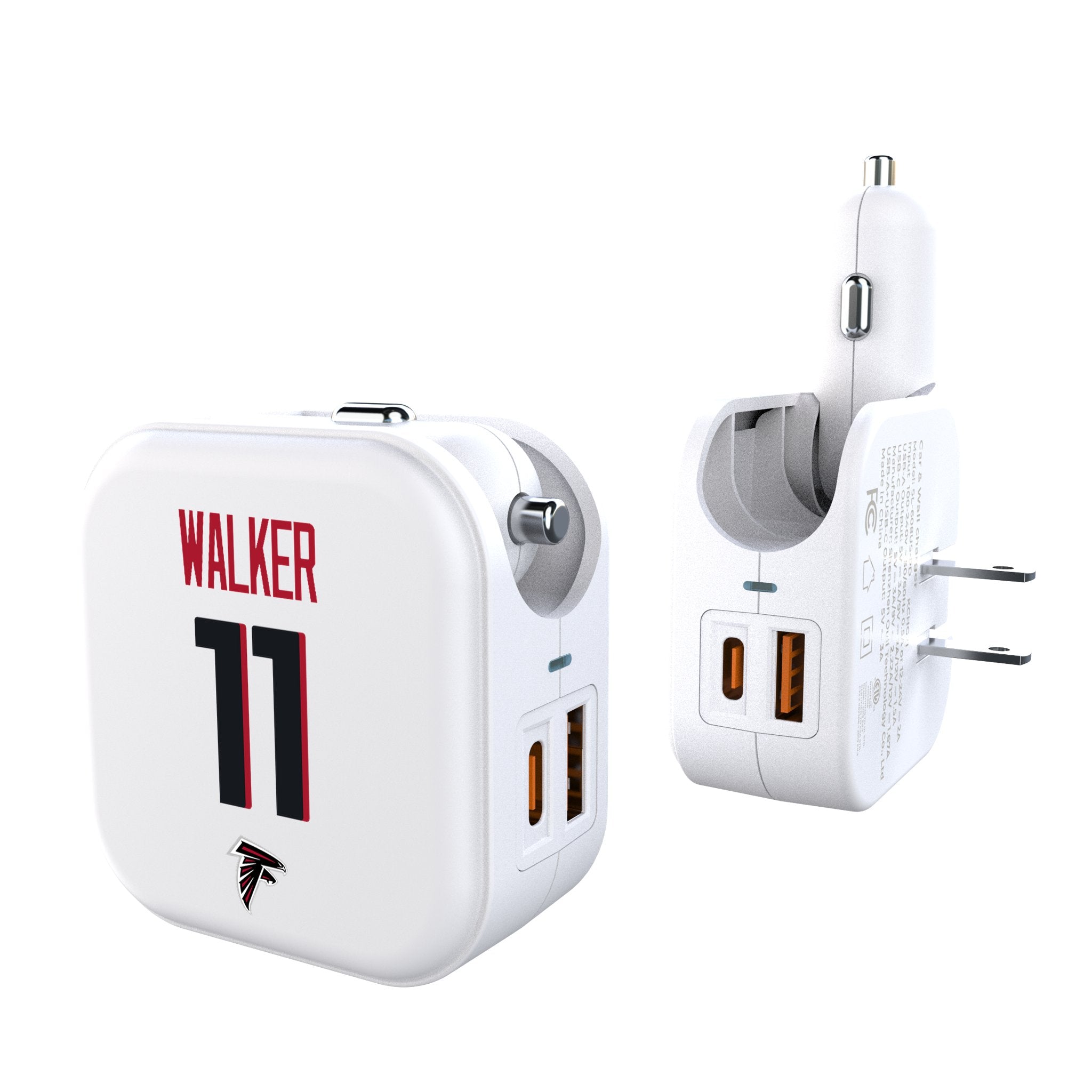 Jalon Walker Atlanta Falcons 11 Game Tactic 2 in 1 USB Charger - Sports Gifts, Sports Memorabilia, Sports Collectibles, Fan Shop