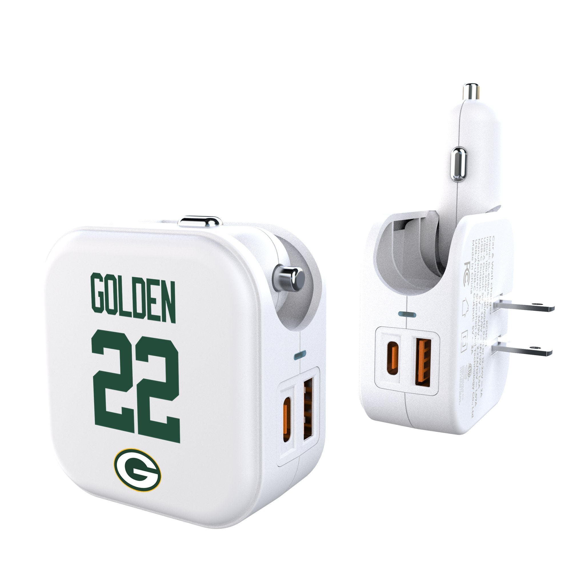 Matthew Golden Green Bay Packers 22 Game Tactic 2 in 1 USB Charger - Sports Gifts, Sports Memorabilia, Sports Collectibles, Fan Shop