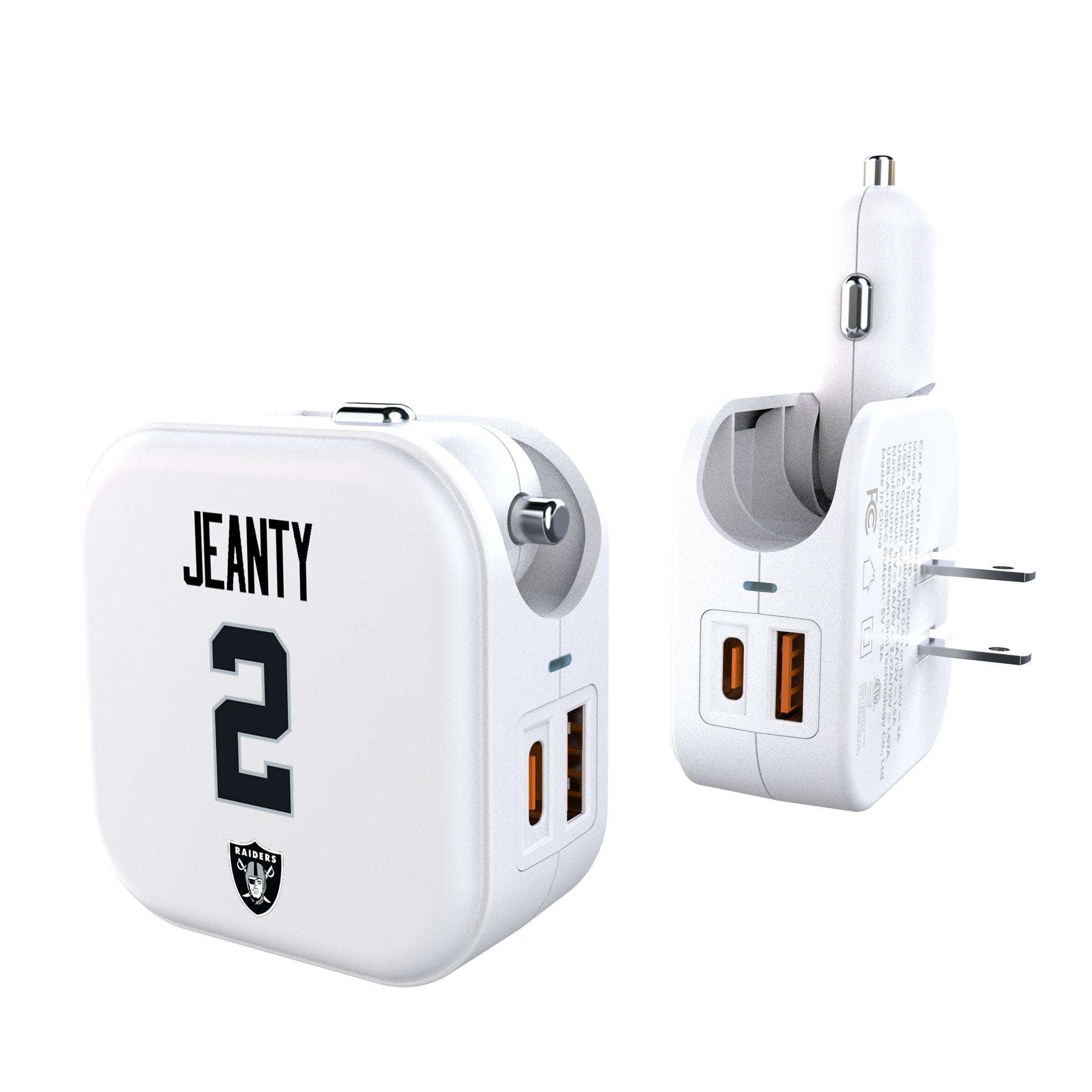 Ashton Jeanty Las Vegas Raiders 2 Game Tactic 2 in 1 USB Charger - Sports Gifts, Sports Memorabilia, Sports Collectibles, Fan Shop