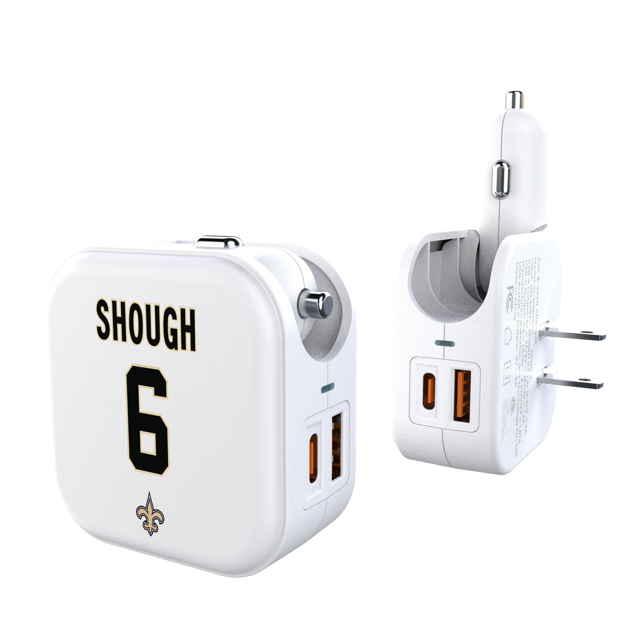 Tyler Shough New Orleans Saints 6 Game Tactic 2 in 1 USB Charger - Sports Gifts, Sports Memorabilia, Sports Collectibles, Fan Shop