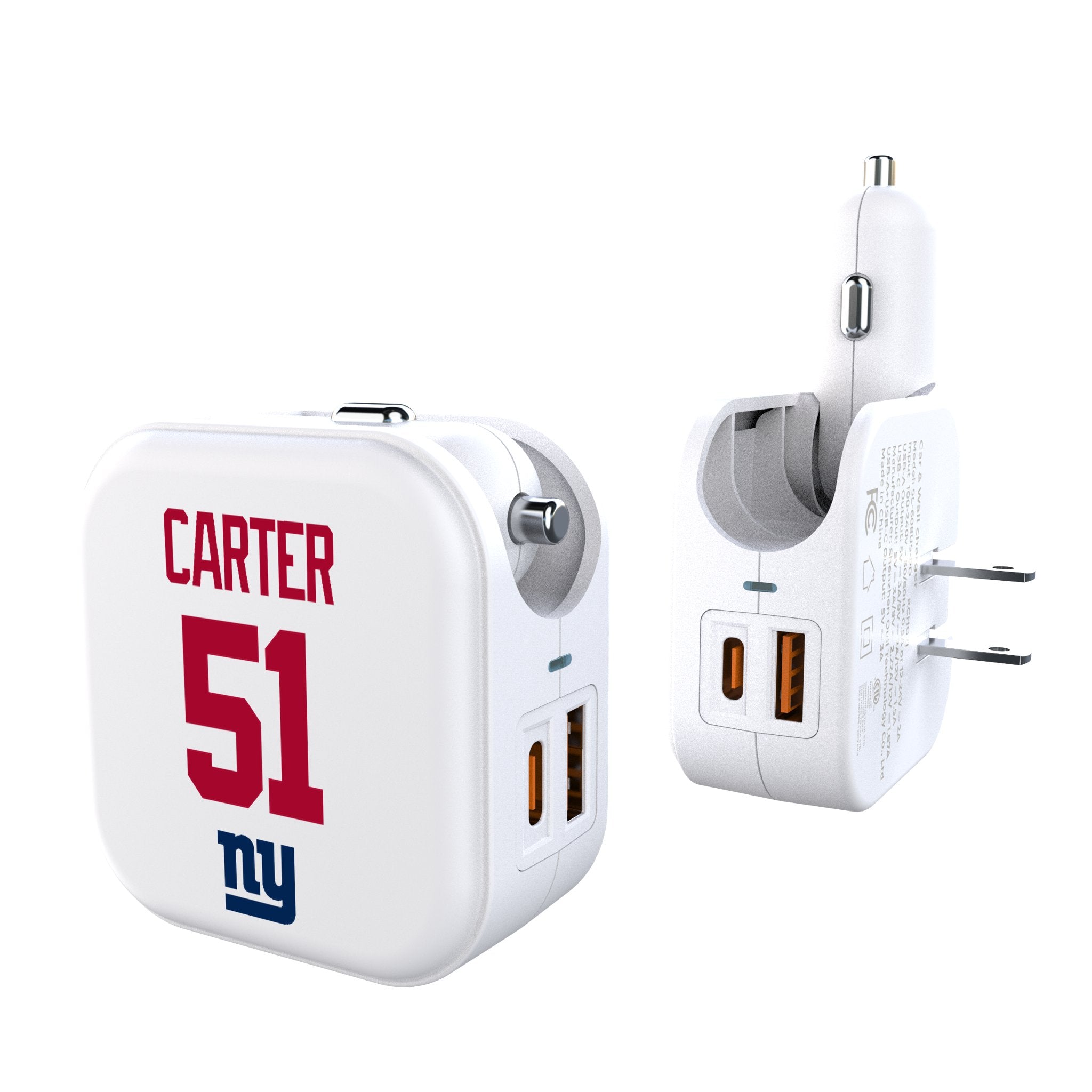Abdul Carter New York Giants 51 Game Tactic 2 in 1 USB Charger - Sports Gifts, Sports Memorabilia, Sports Collectibles, Fan Shop