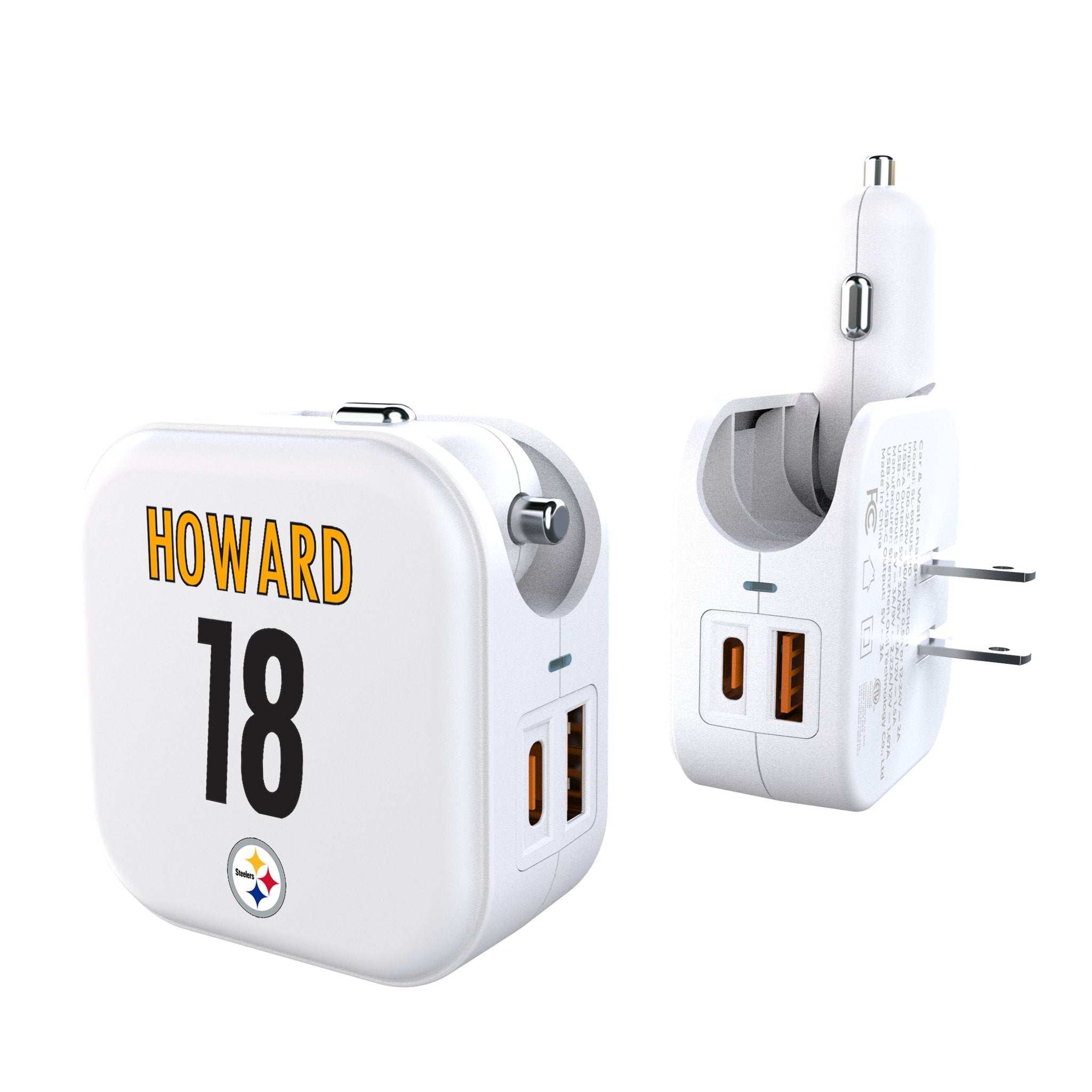 Will Howard Pittsburgh Steelers 18 Game Tactic 2 in 1 USB Charger - Sports Gifts, Sports Memorabilia, Sports Collectibles, Fan Shop