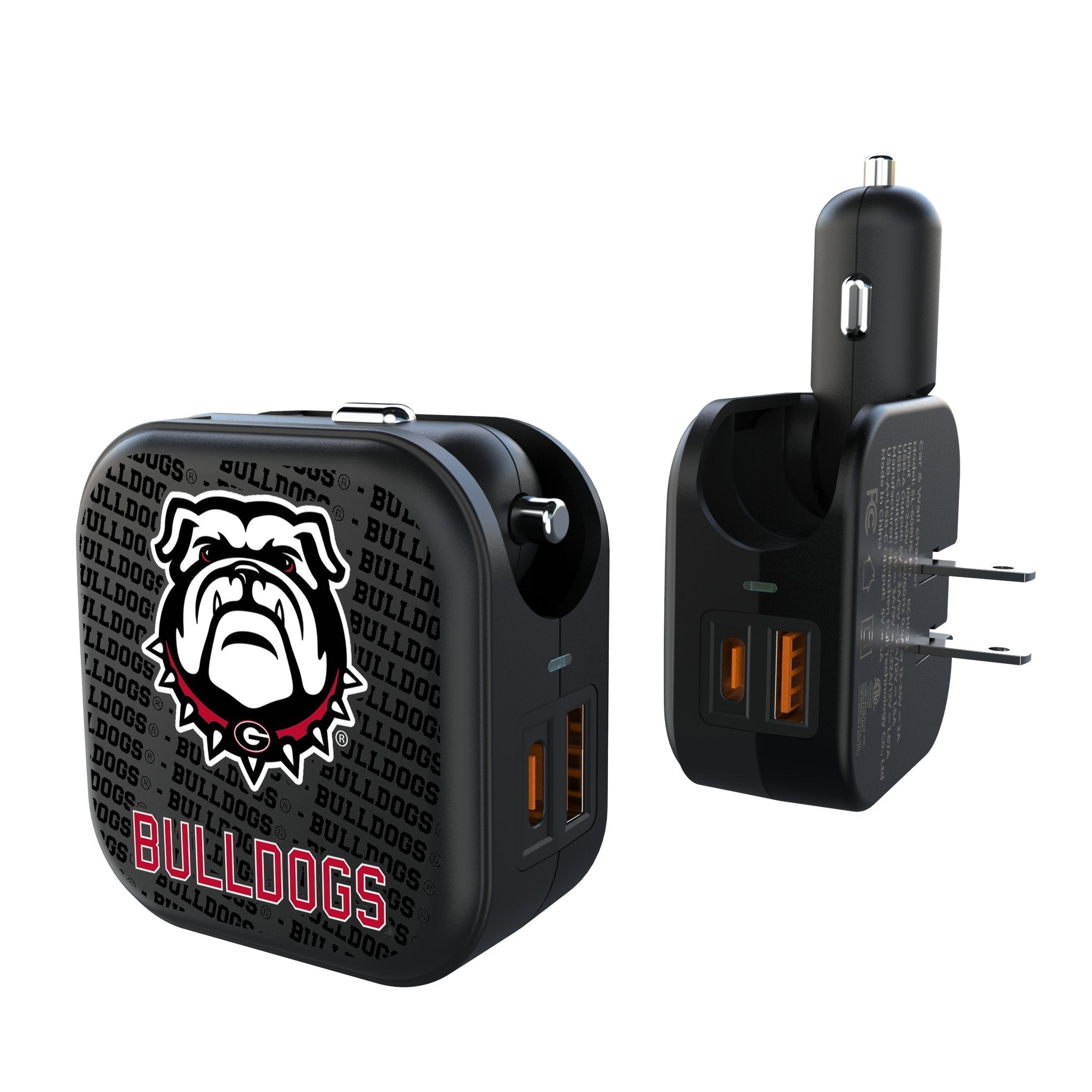 University of Georgia Bulldogs Uga Text Backdrop 2 in 1 USB A/C Charger - Sports Gifts, Sports Memorabilia, Sports Collectibles, Fan Shop