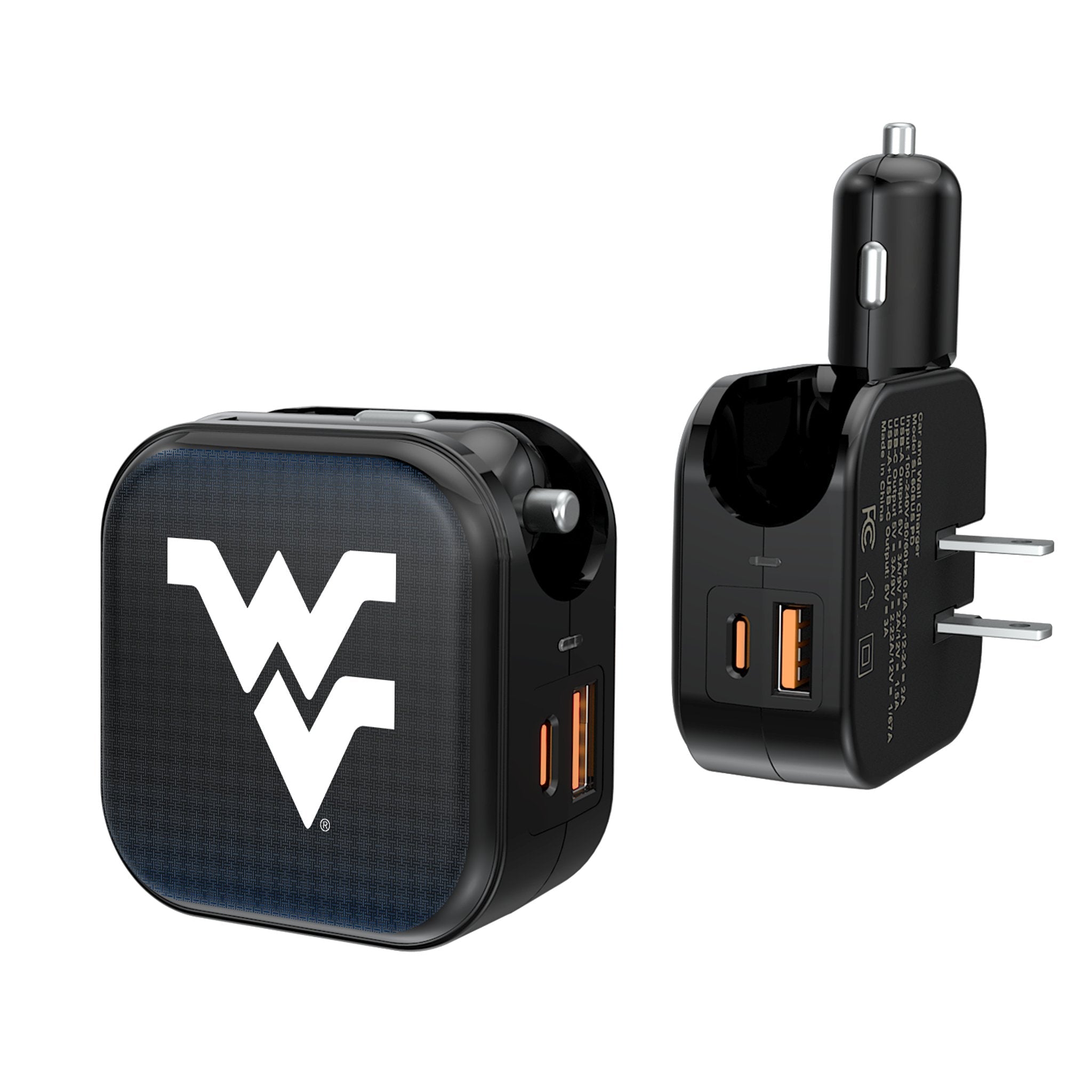 West Virginia University Mountaineers Linen 2 in 1 USB A/C Charger - Sports Gifts, Sports Memorabilia, Sports Collectibles, Fan Shop