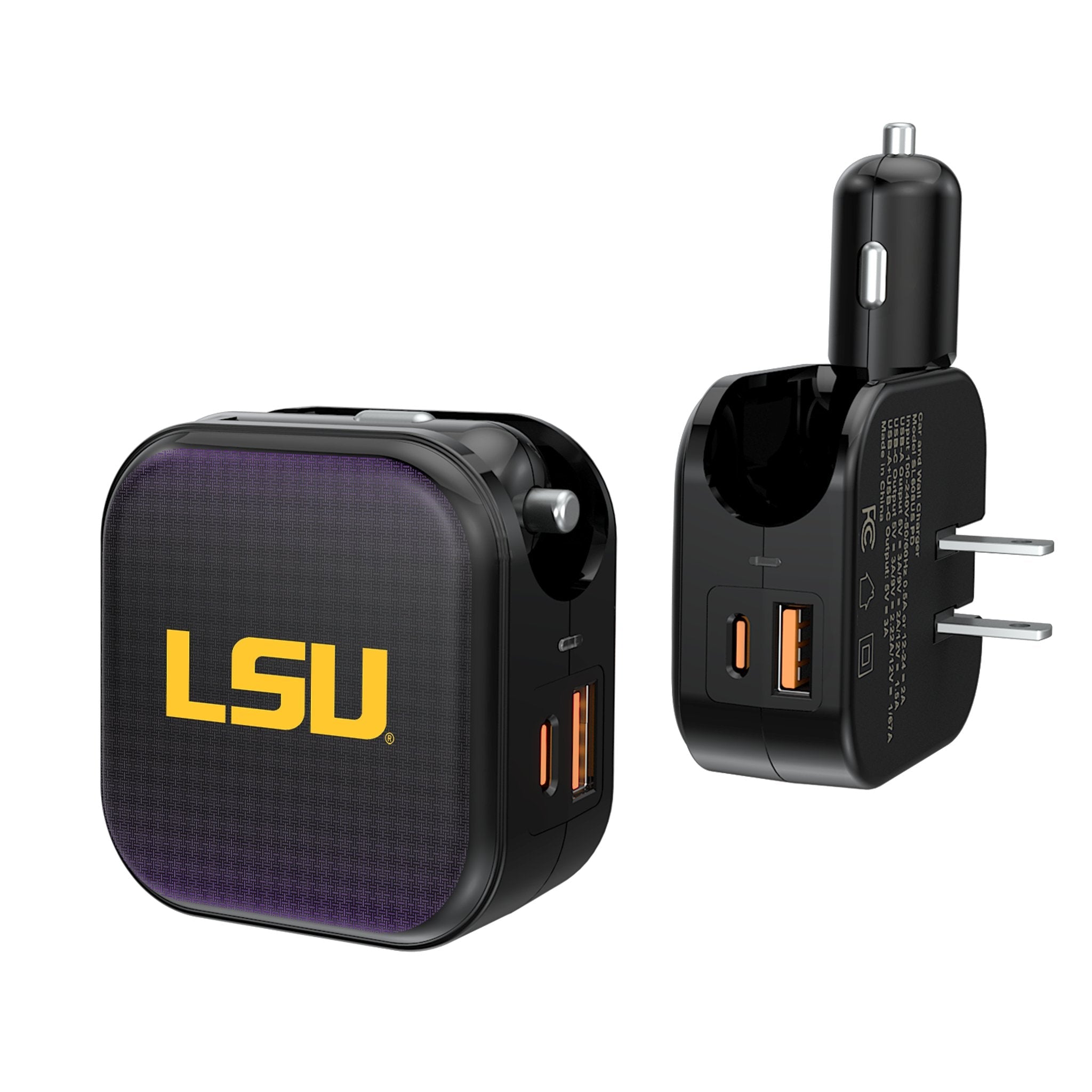 Louisiana State University Tigers Linen 2 in 1 USB A/C Charger - Sports Gifts, Sports Memorabilia, Sports Collectibles, Fan Shop