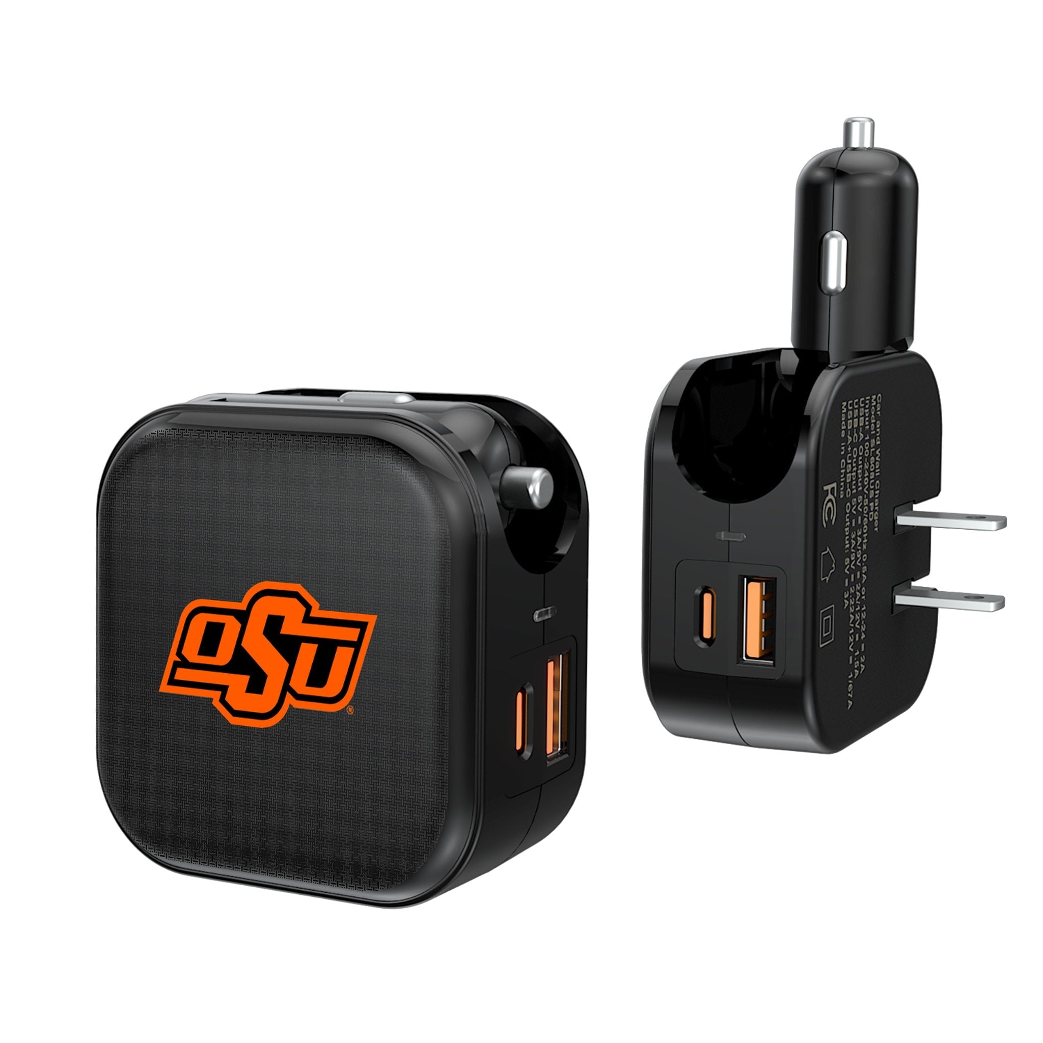 Oklahoma State University Cowboys Linen 2 in 1 USB A/C Charger - Sports Gifts, Sports Memorabilia, Sports Collectibles, Fan Shop