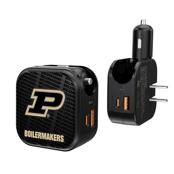Purdue University Boilermakers Text Backdrop 2 in 1 USB A/C Charger - Sports Gifts, Sports Memorabilia, Sports Collectibles, Fan Shop