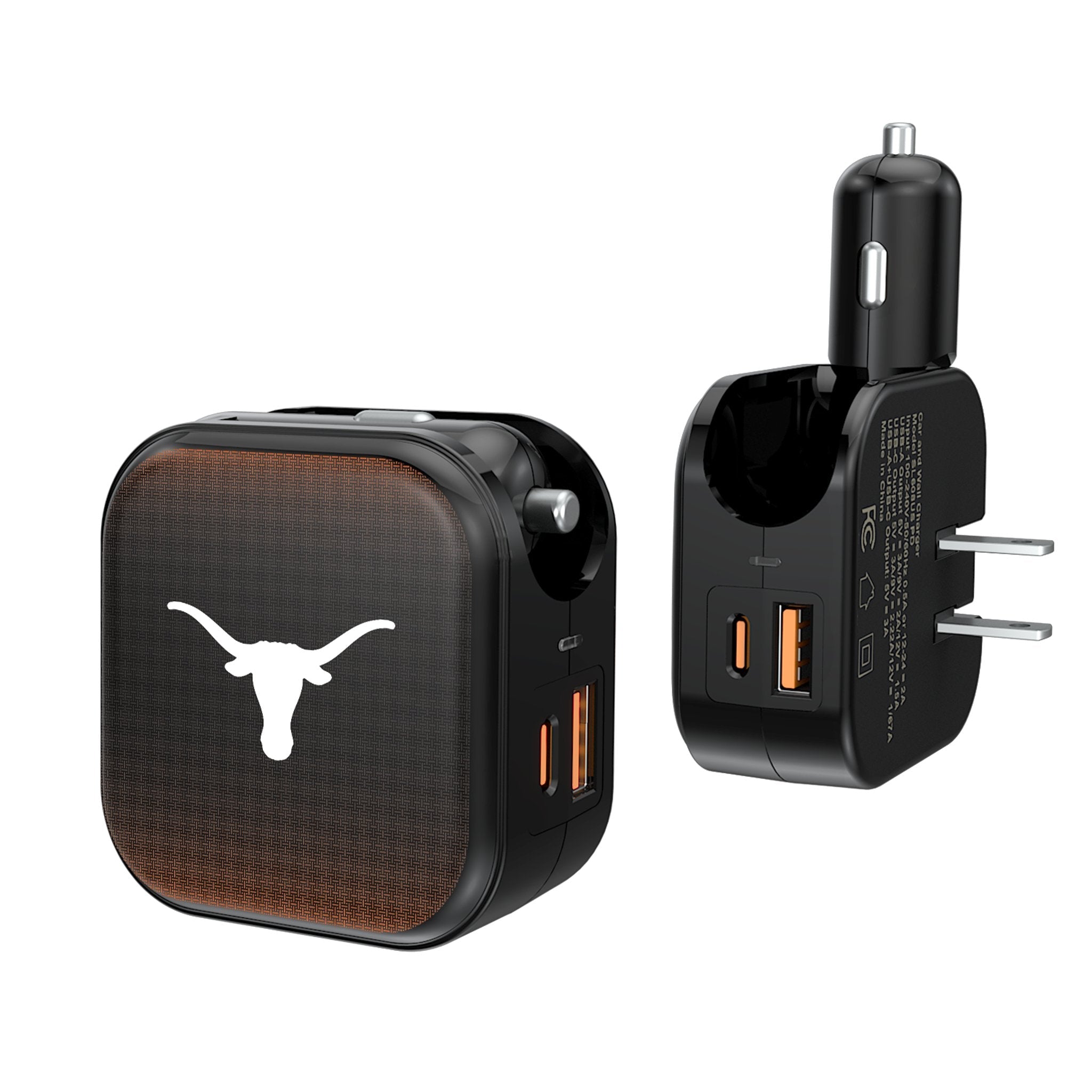 University of Texas Longhorns Linen 2 in 1 USB A/C Charger - Sports Gifts, Sports Memorabilia, Sports Collectibles, Fan Shop