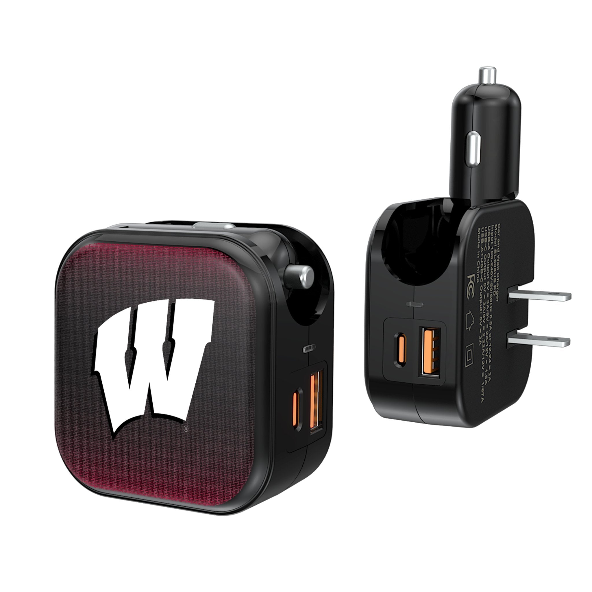 University of Wisconsin Badgers Linen 2 in 1 USB A/C Charger - Sports Gifts, Sports Memorabilia, Sports Collectibles, Fan Shop