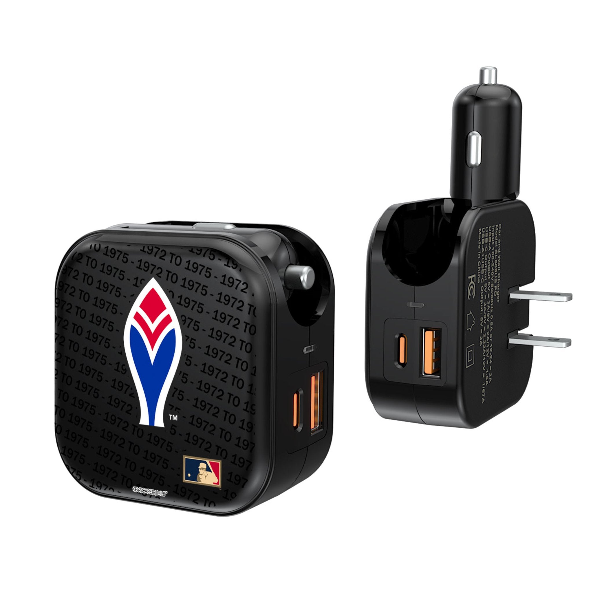 Atlanta Braves 1972-1975 - Cooperstown Collection Text Backdrop 2 in 1 USB A/C Charger - Sports Gifts, Sports Memorabilia, Sports Collectibles, Fan Shop