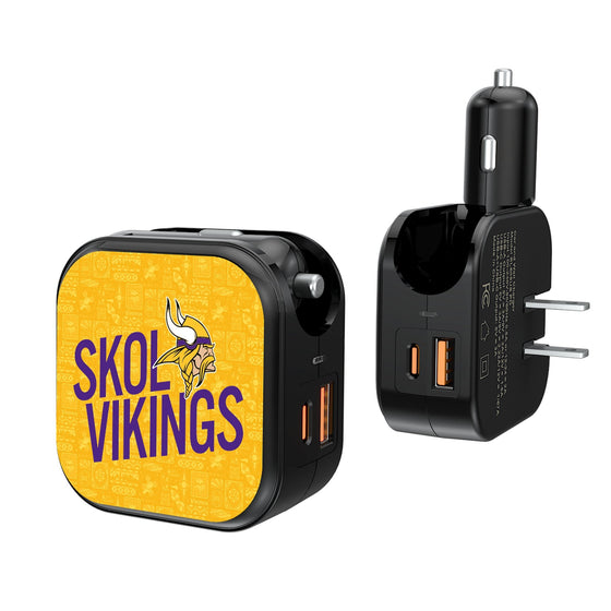 Minnesota Vikings 2024 Illustrated Limited Edition 2 in 1 USB A/C Charger-0