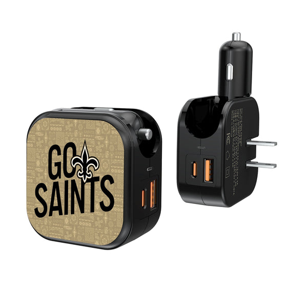 New Orleans Saints 2024 Illustrated Limited Edition 2 in 1 USB A/C Charger-0